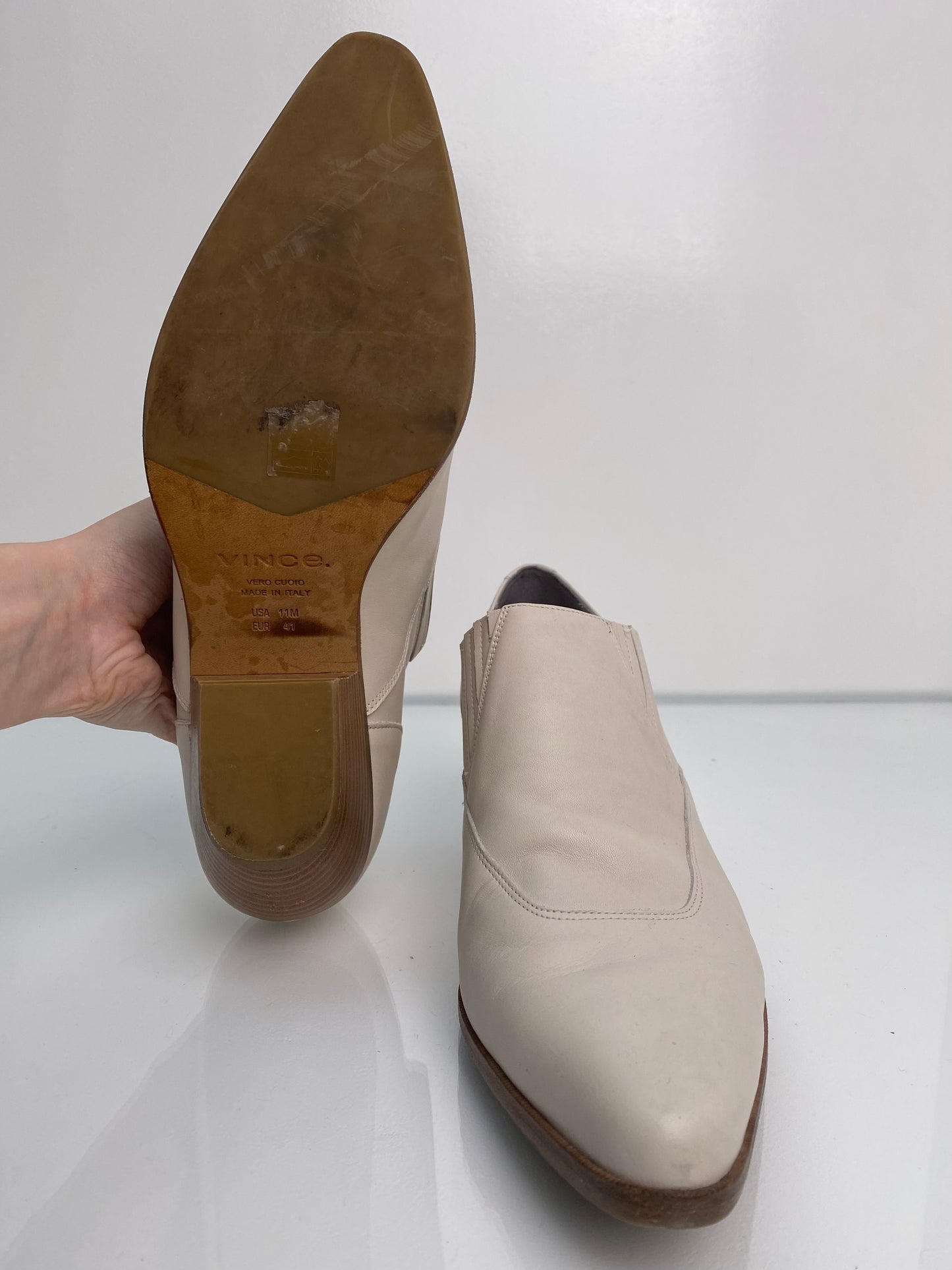 Vince Cream Pointed Boots 41