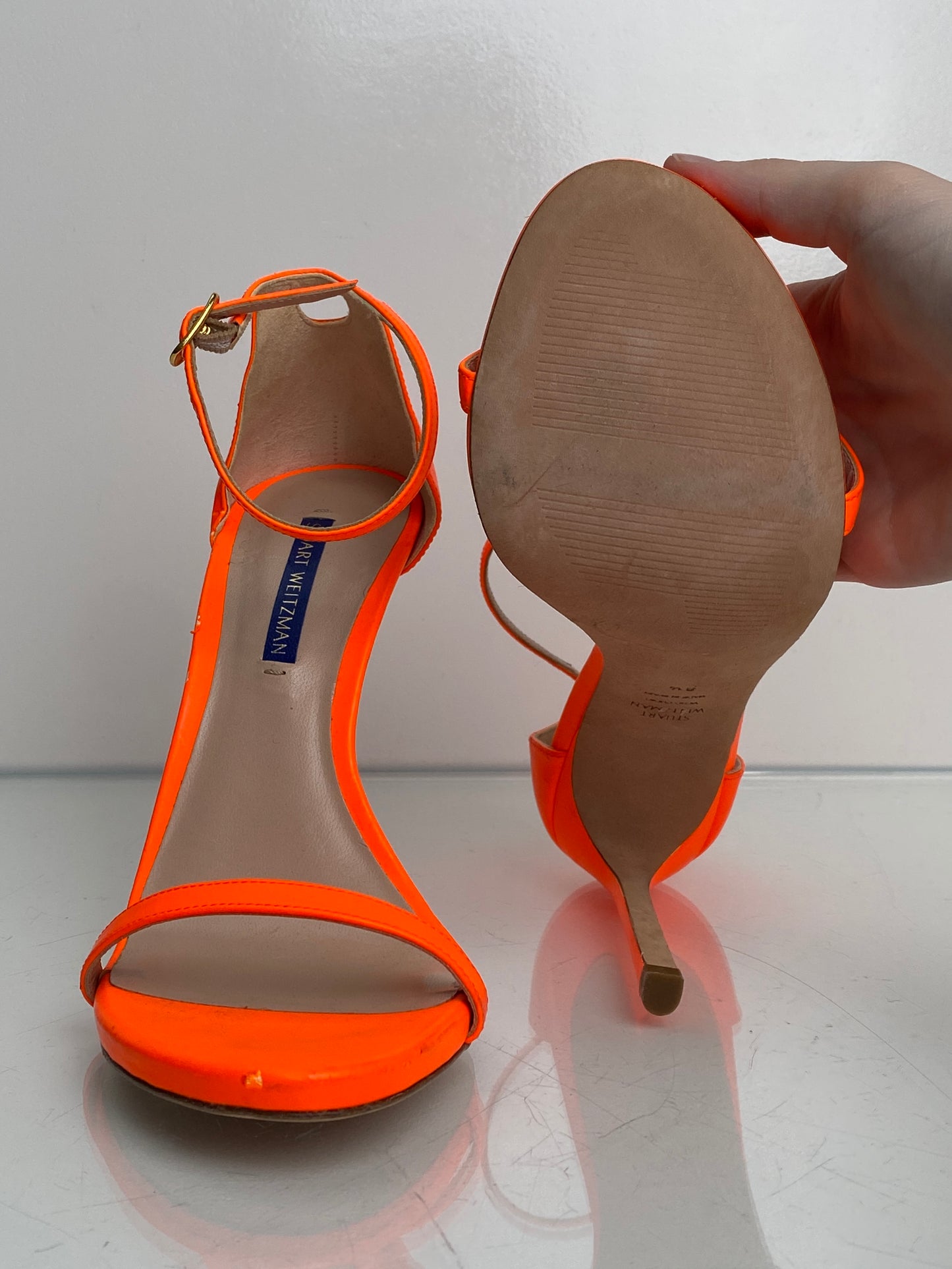 Stuart Weitzman Neon Orange Heels, 8.5 (As Is)
