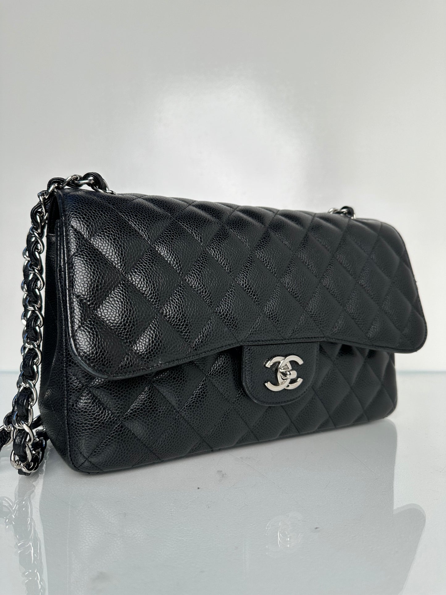 Chanel Jumbo Double Flap Black Caviar SHW
