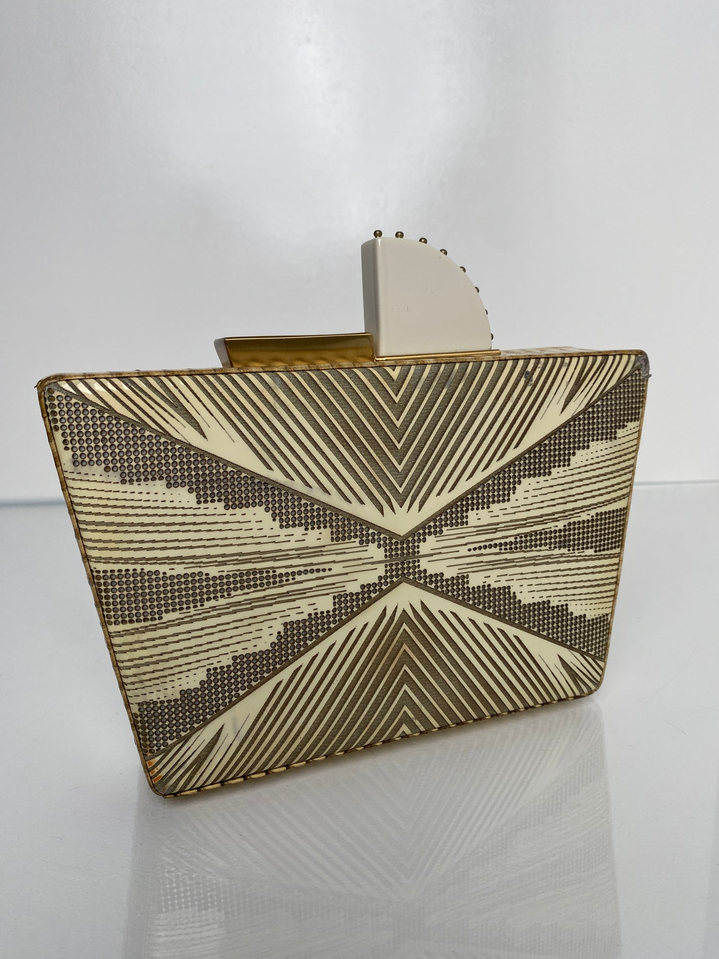 Tonya Hawkes Cream Exotic Clutch (As Is)