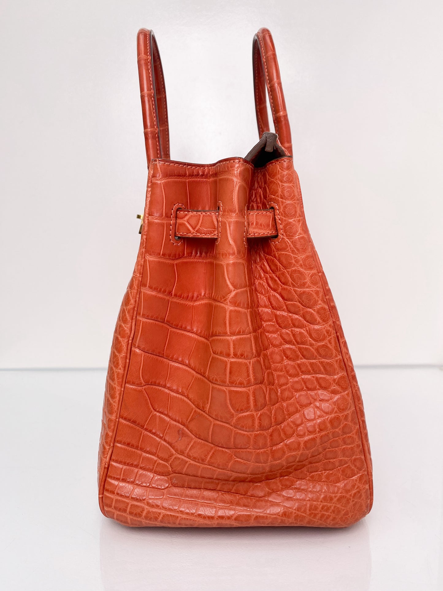 Hermes Birkin 35 Orange Matte Niloticus Croc GHW #O