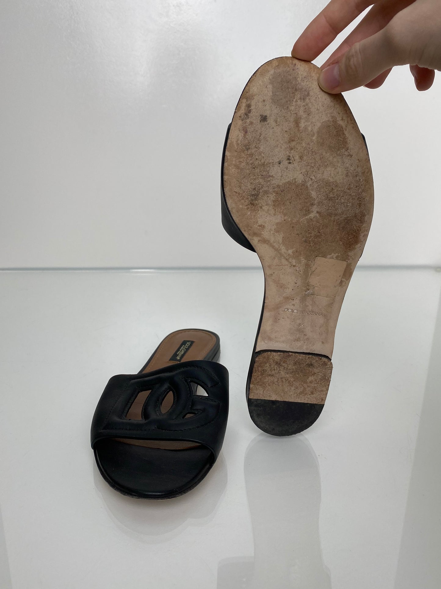 Dolce & Gabbana Black Logo Sandals, 36