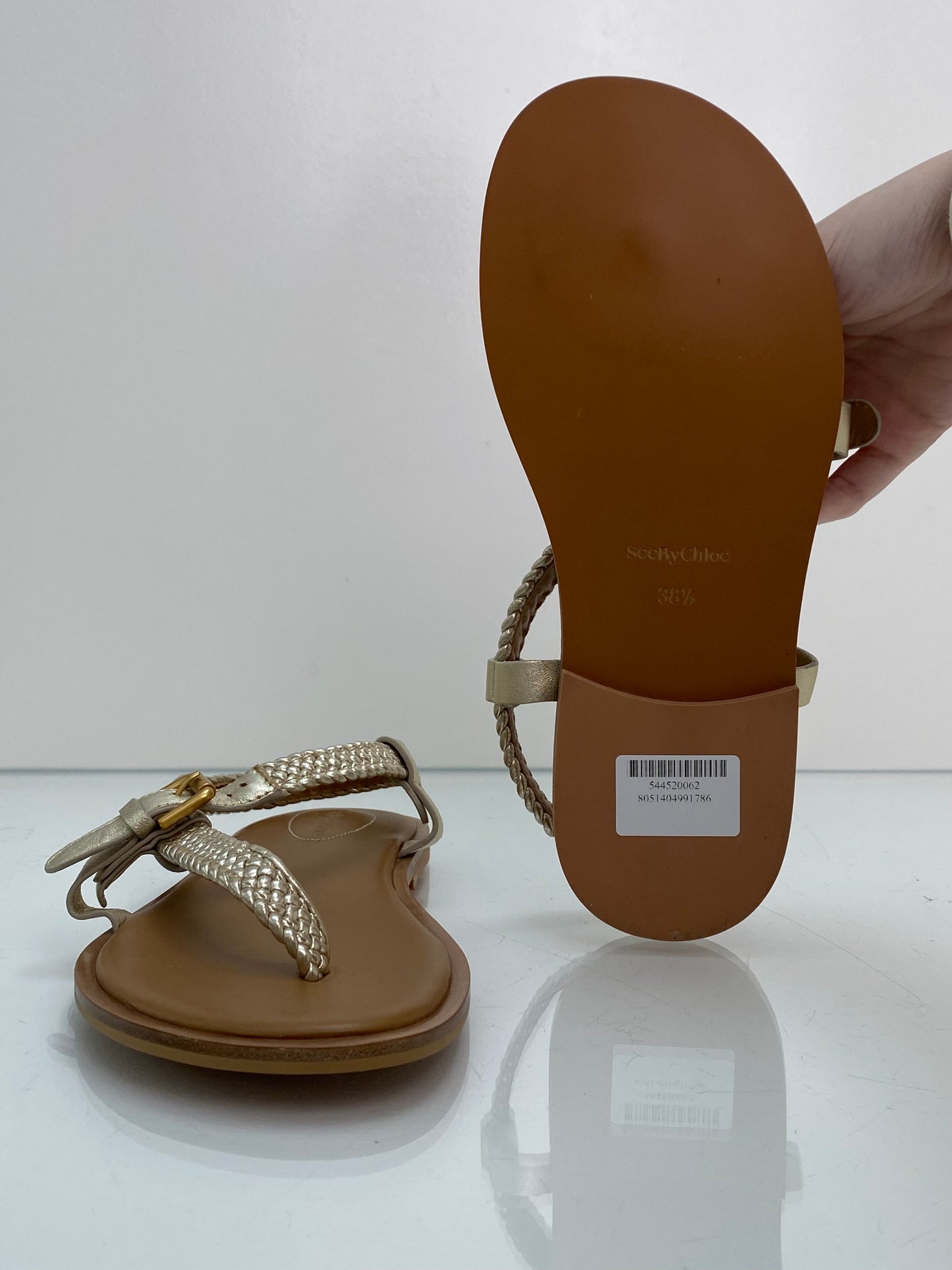 See By Chloe Gold Braided Sandals, 38.5