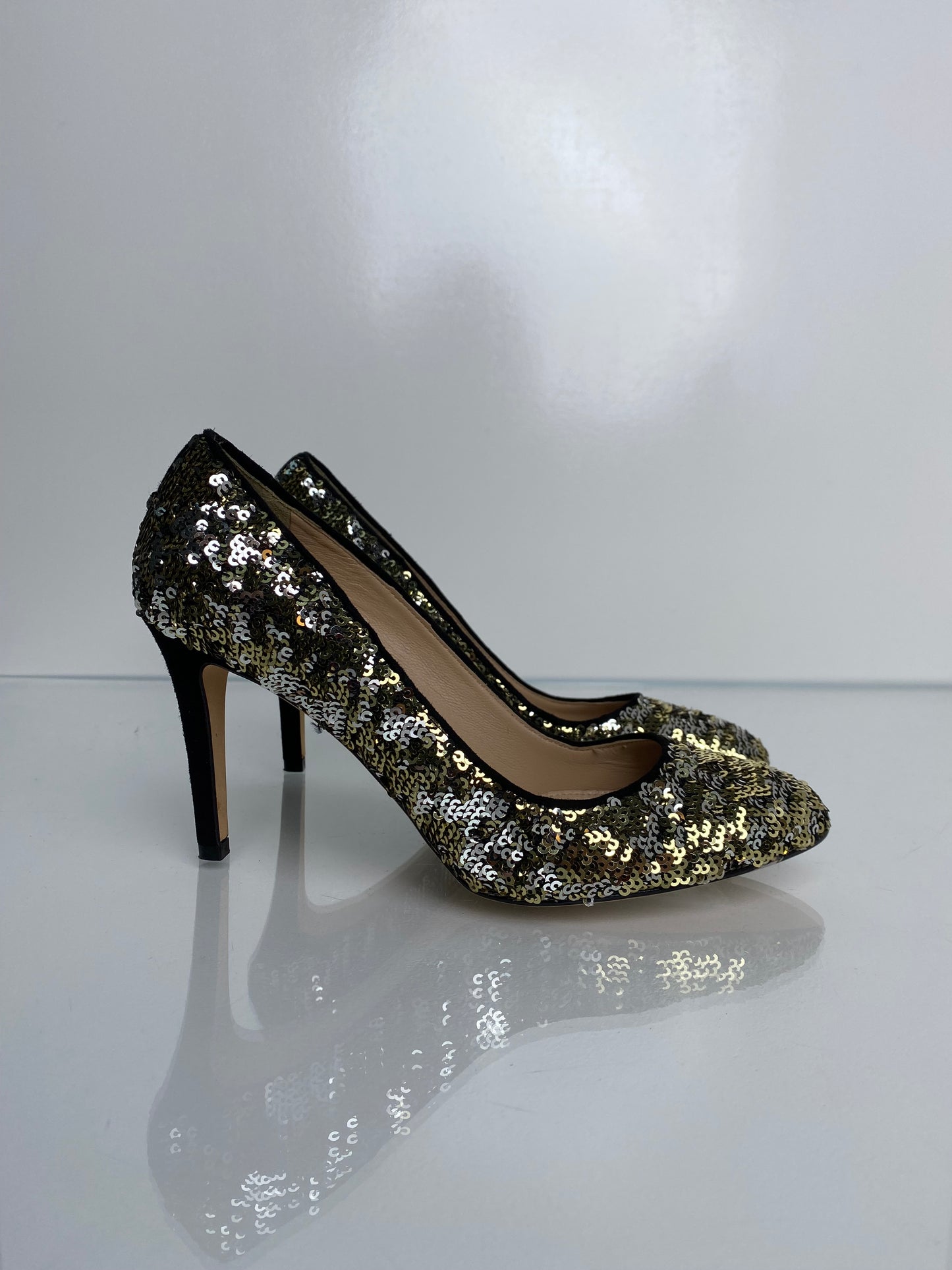 J Crew Gold & Silver Sequin Pumps, 7
