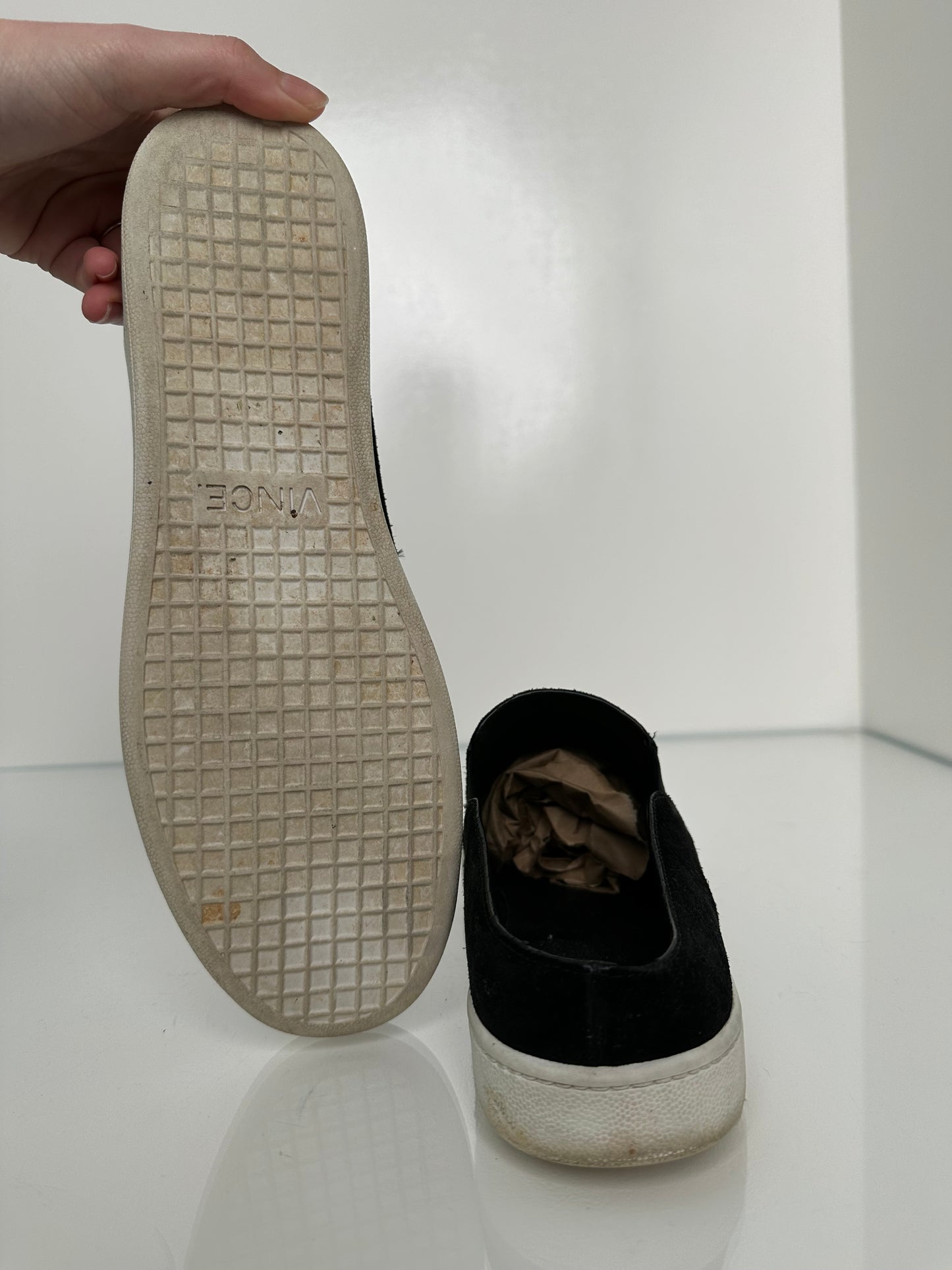 Vince Black Suede Slip On Shoes, 9