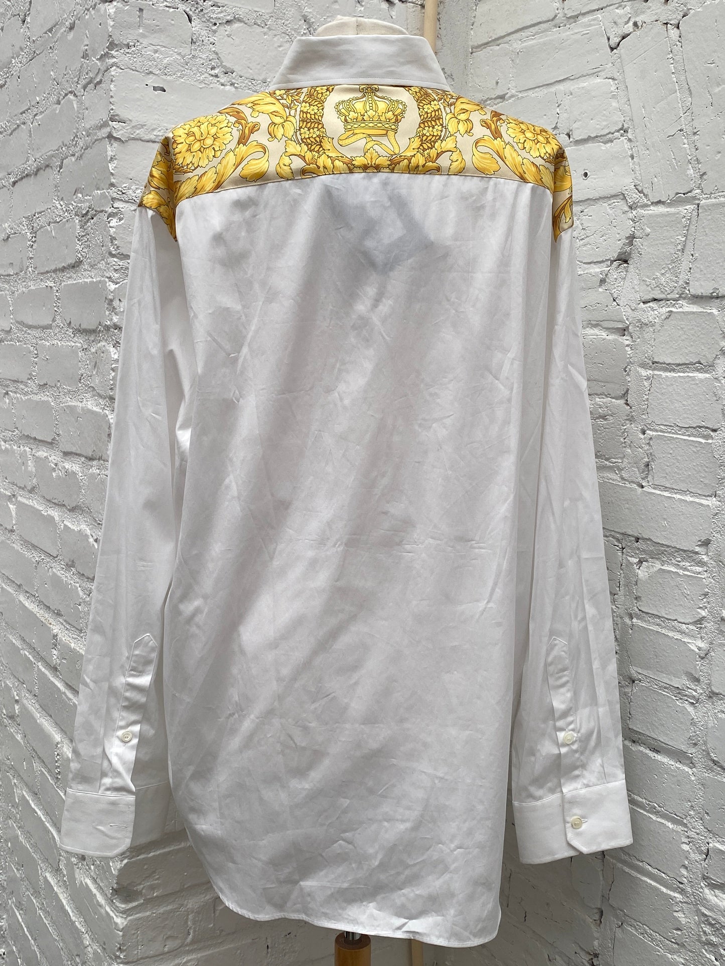 Versace White Shoulder Detail Button Down, 56