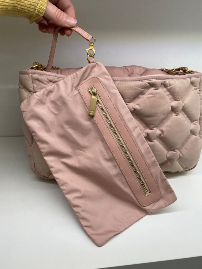 Chanel Quilted Pink Puffer Bag GHW
