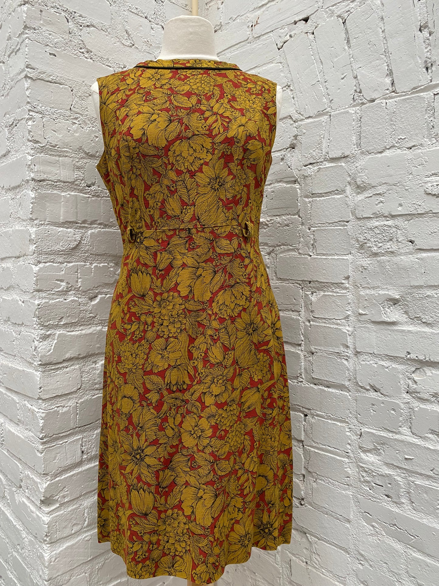 Stacy Ames Yellow & Red Floral Dress, M