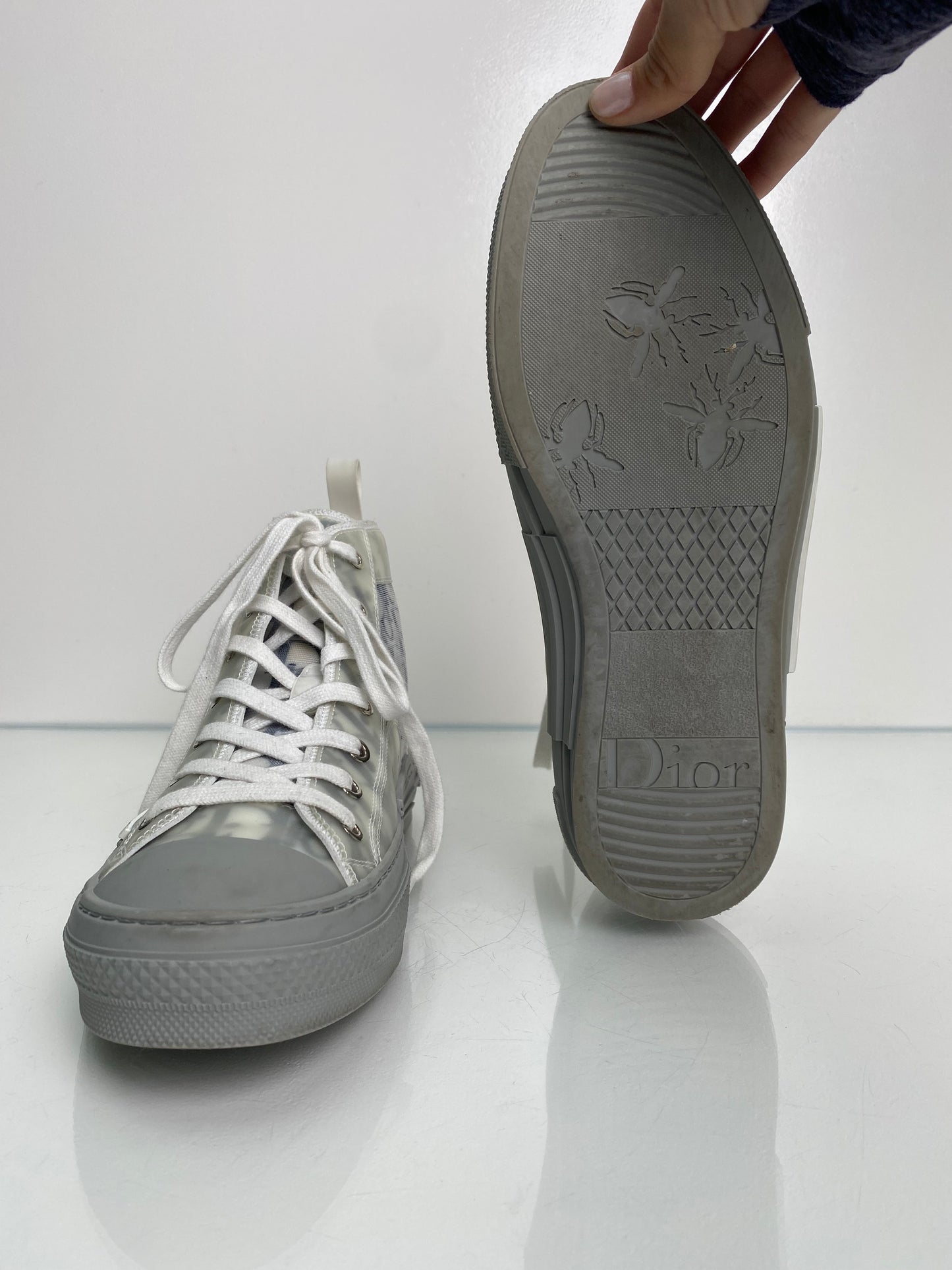 Dior Grey & White Oblique High Top Sneakers, 40