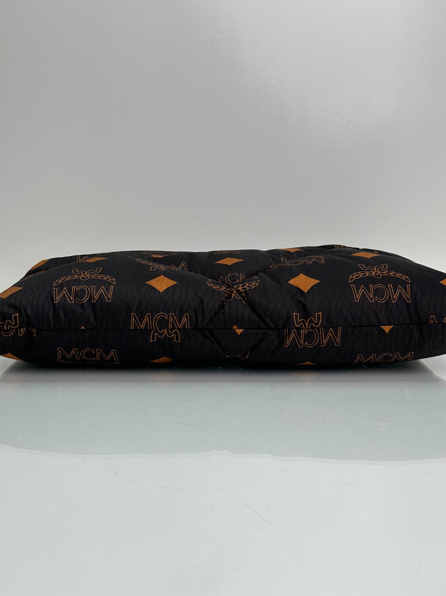 MCM Black & Orange Monogram Quilted Pouch