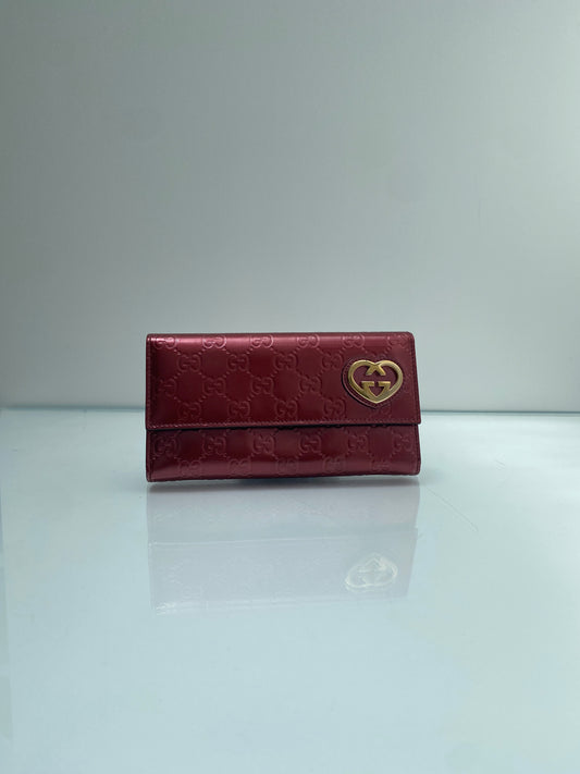 Gucci Patent Red Heart Wallet