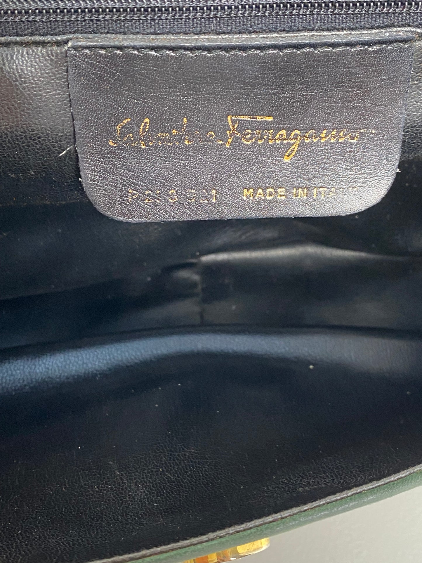 Ferragamo Vintage Green Velvet Crossbody Bag GHW