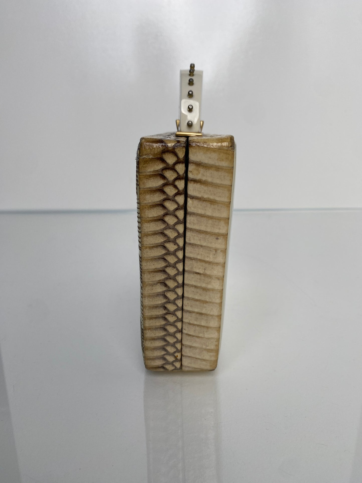 Tonya Hawkes Cream Exotic Clutch (As Is)