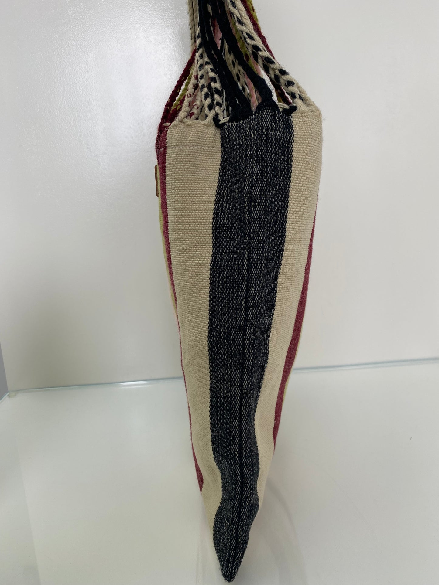 Marni Cream, Black, Burgundy, & Multicolor Striped Tote Bag