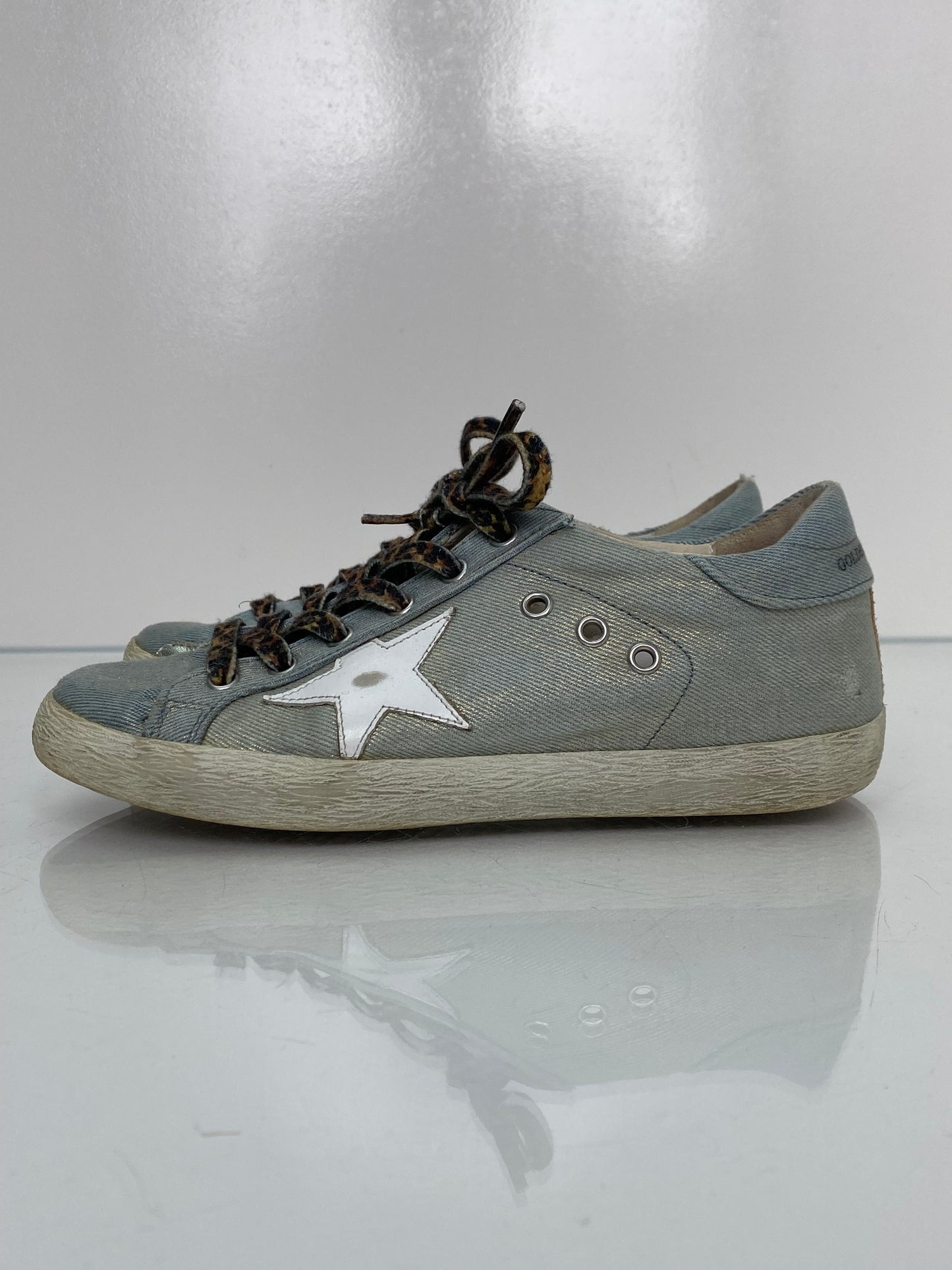 Golden Goose Denim & White Star Sneakers, 38