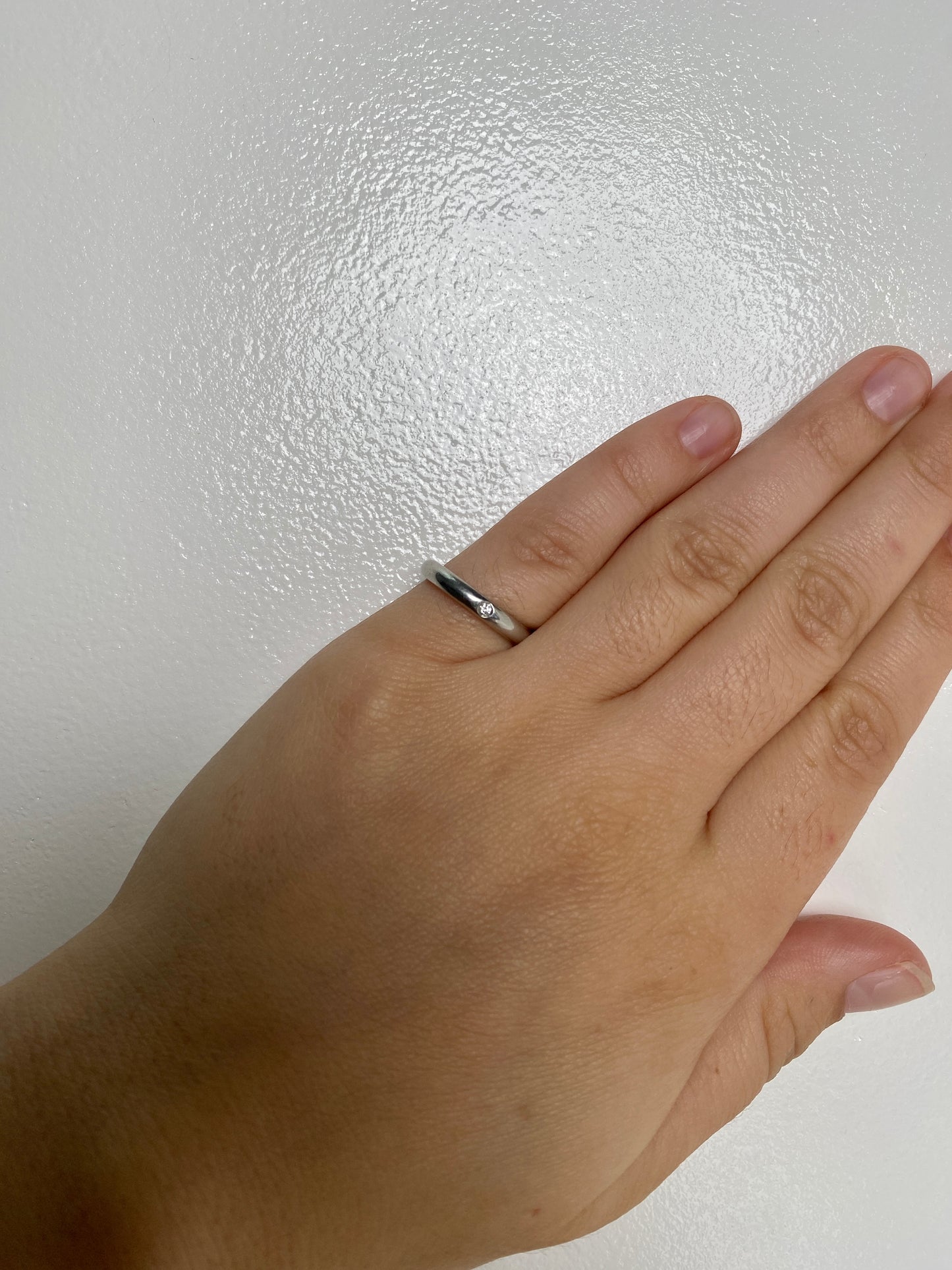 Tiffany & Co Sterling Silver & Diamond Ring, 4.25