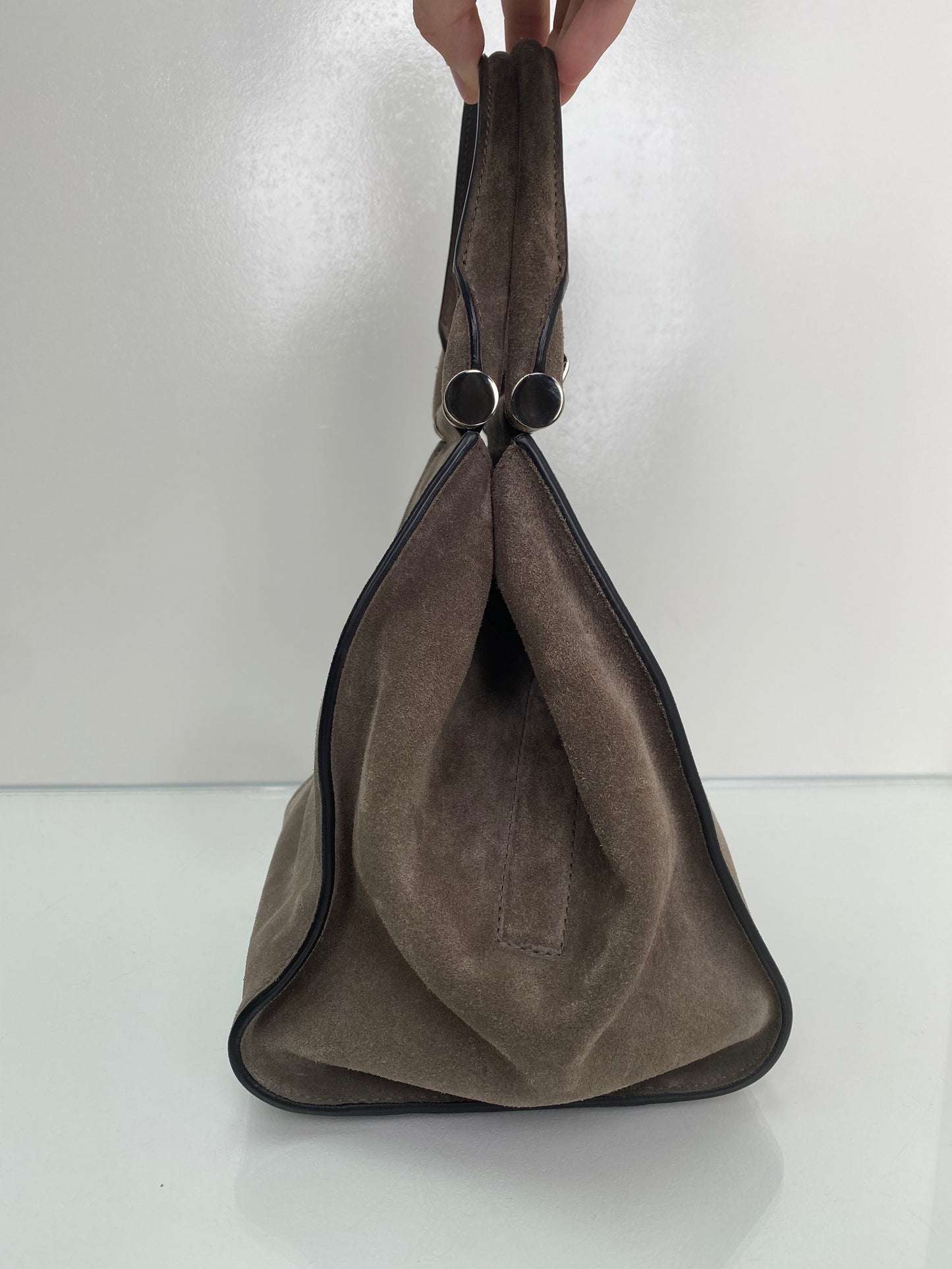 Max Mara Grey Taupe Suede Bag