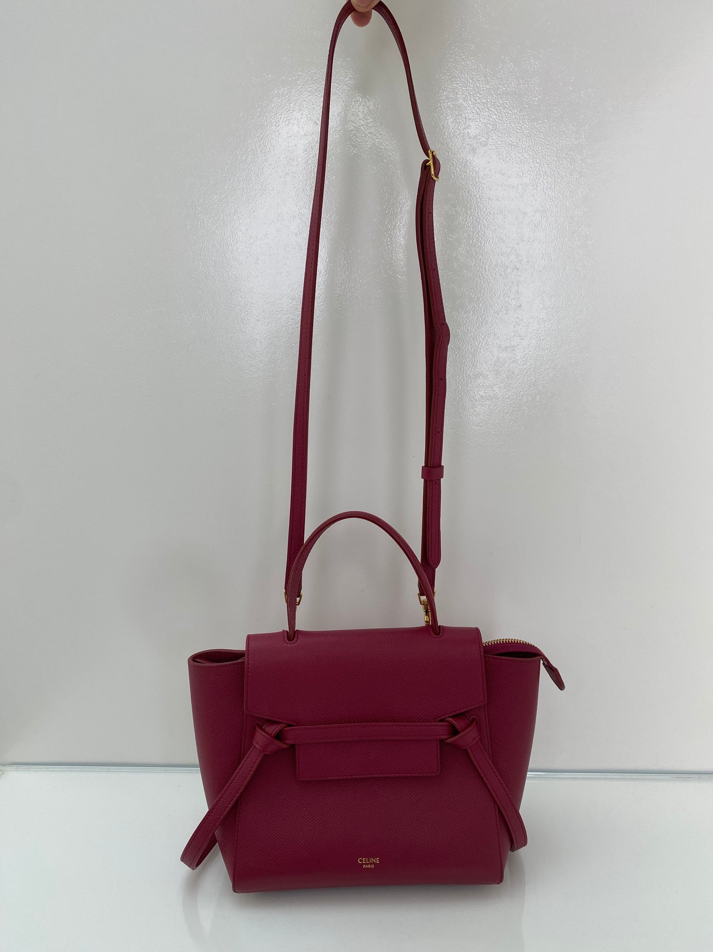 Celine Red Grained Calfskin Nano Crossbody Bag