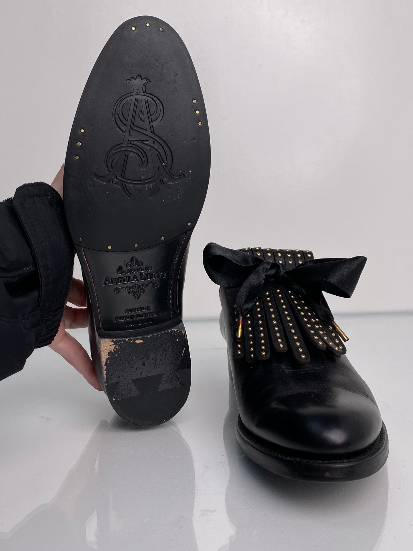 Angela Scott Black Studded Loafers, 36