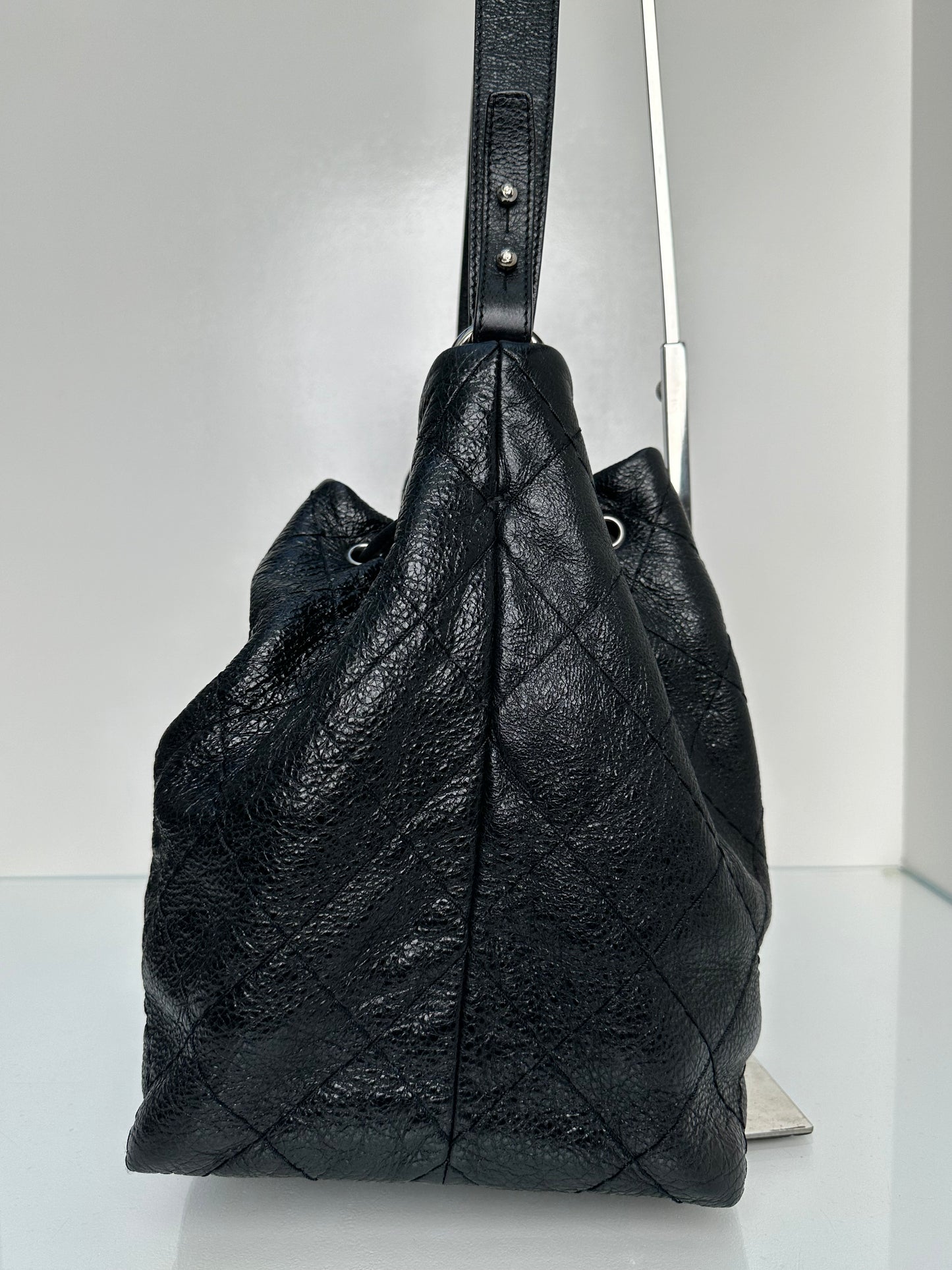 Chanel Black On The Road Calfskin Drawstring Tote SHW #14