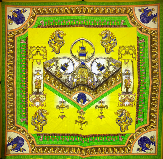 Versace Yellow & Green Silk Scarf (As Is)