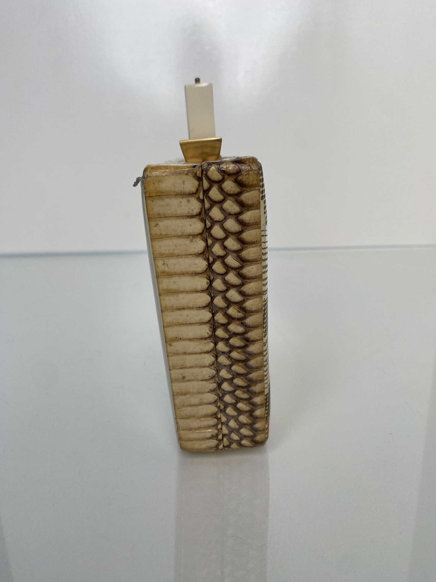 Tonya Hawkes Cream Exotic Clutch (As Is)