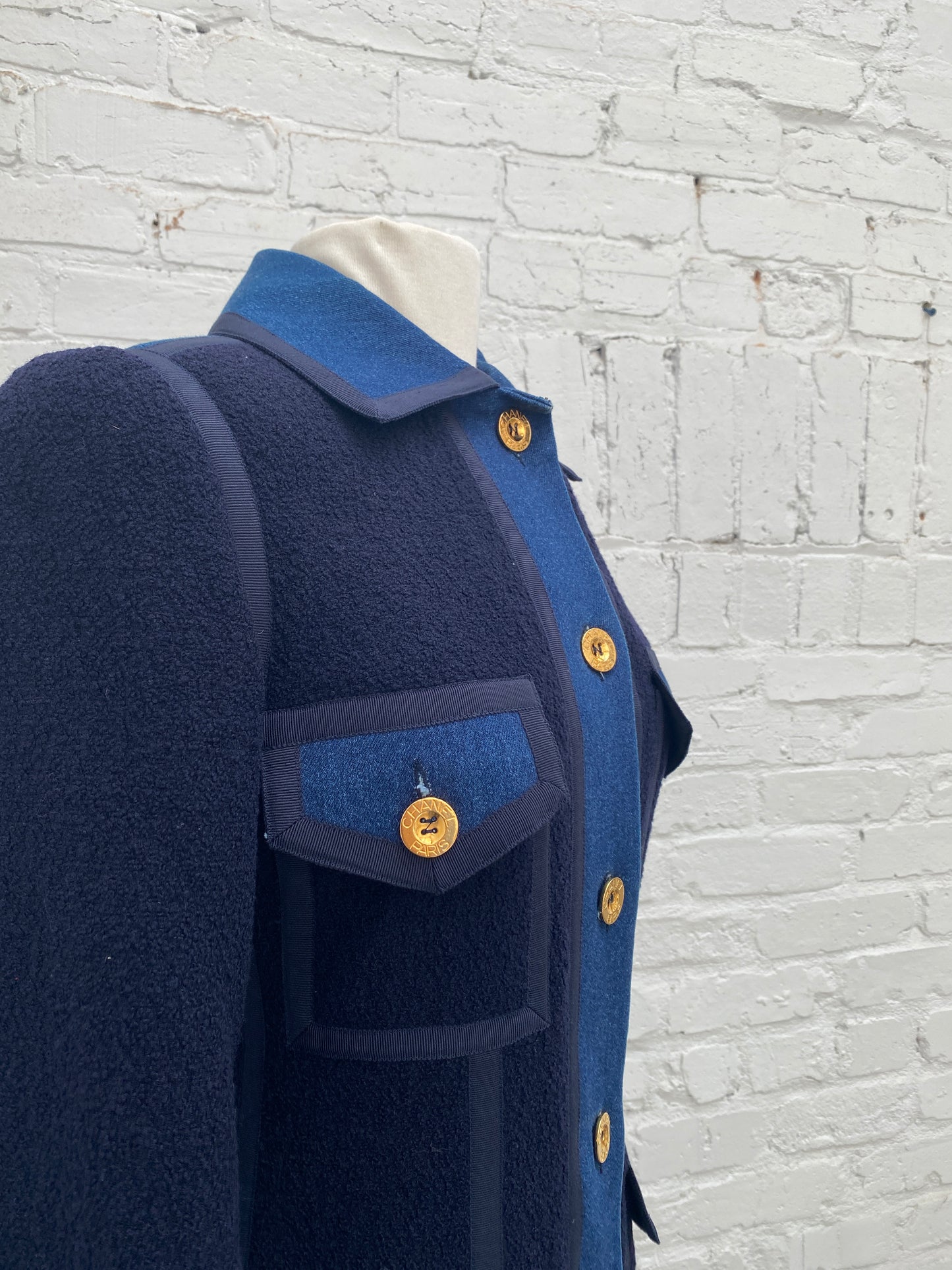 Chanel Denim & Navy Blazer Jacket, 38