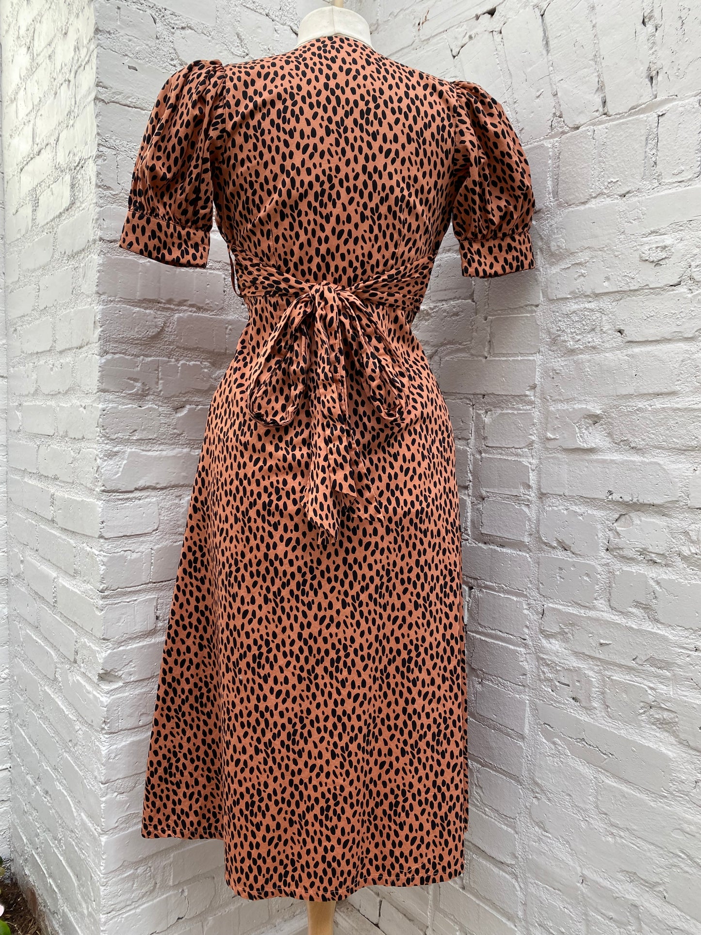 Love White Orange Cheetah Dress, XS