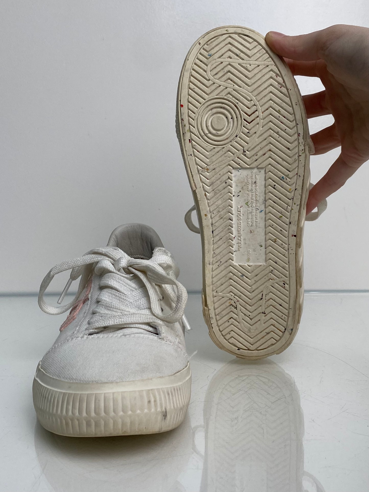 Off White Pink & White Logo Sneakers, 36