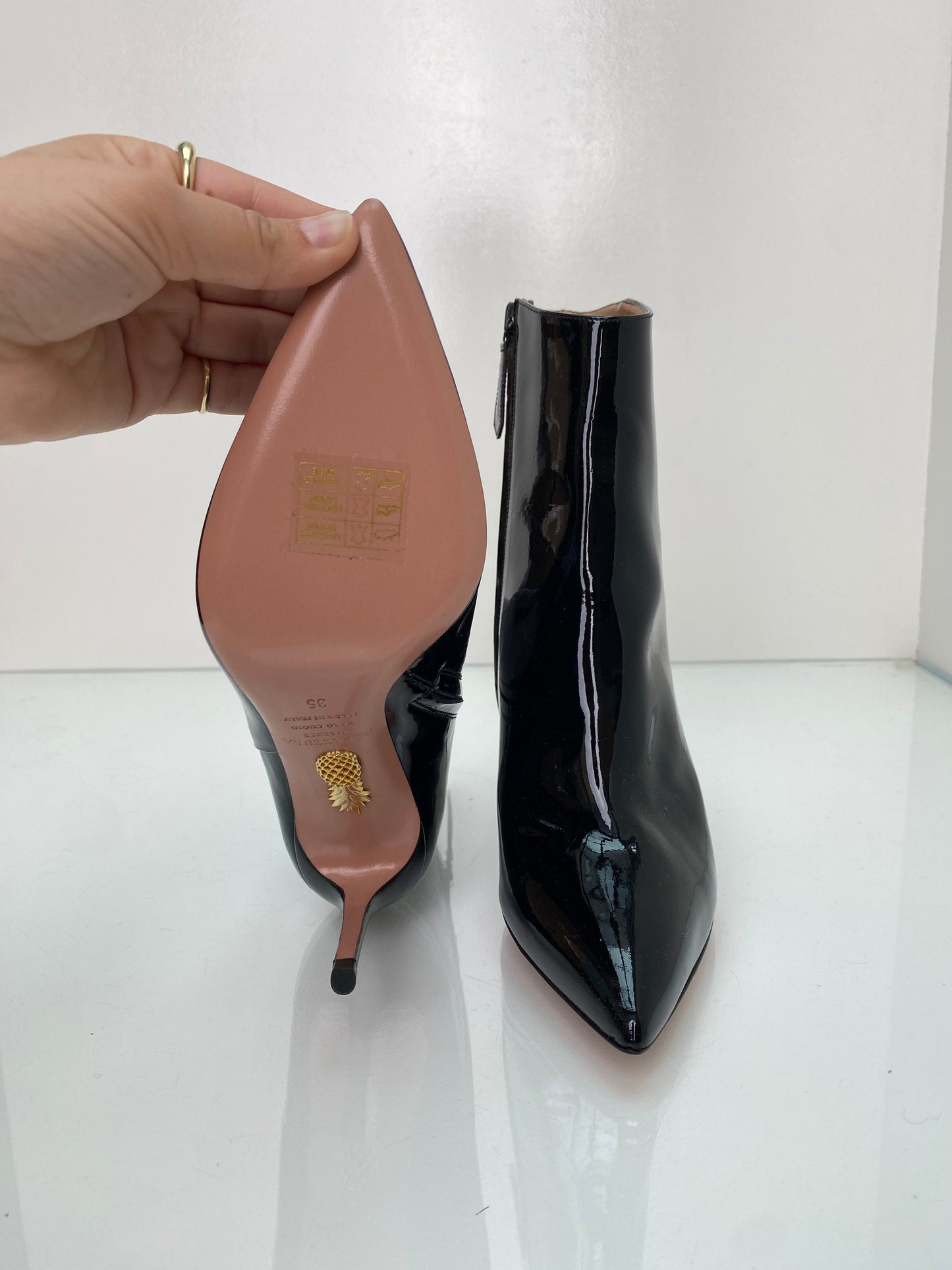 Aquazarra Black Patent Leather Boots, 35