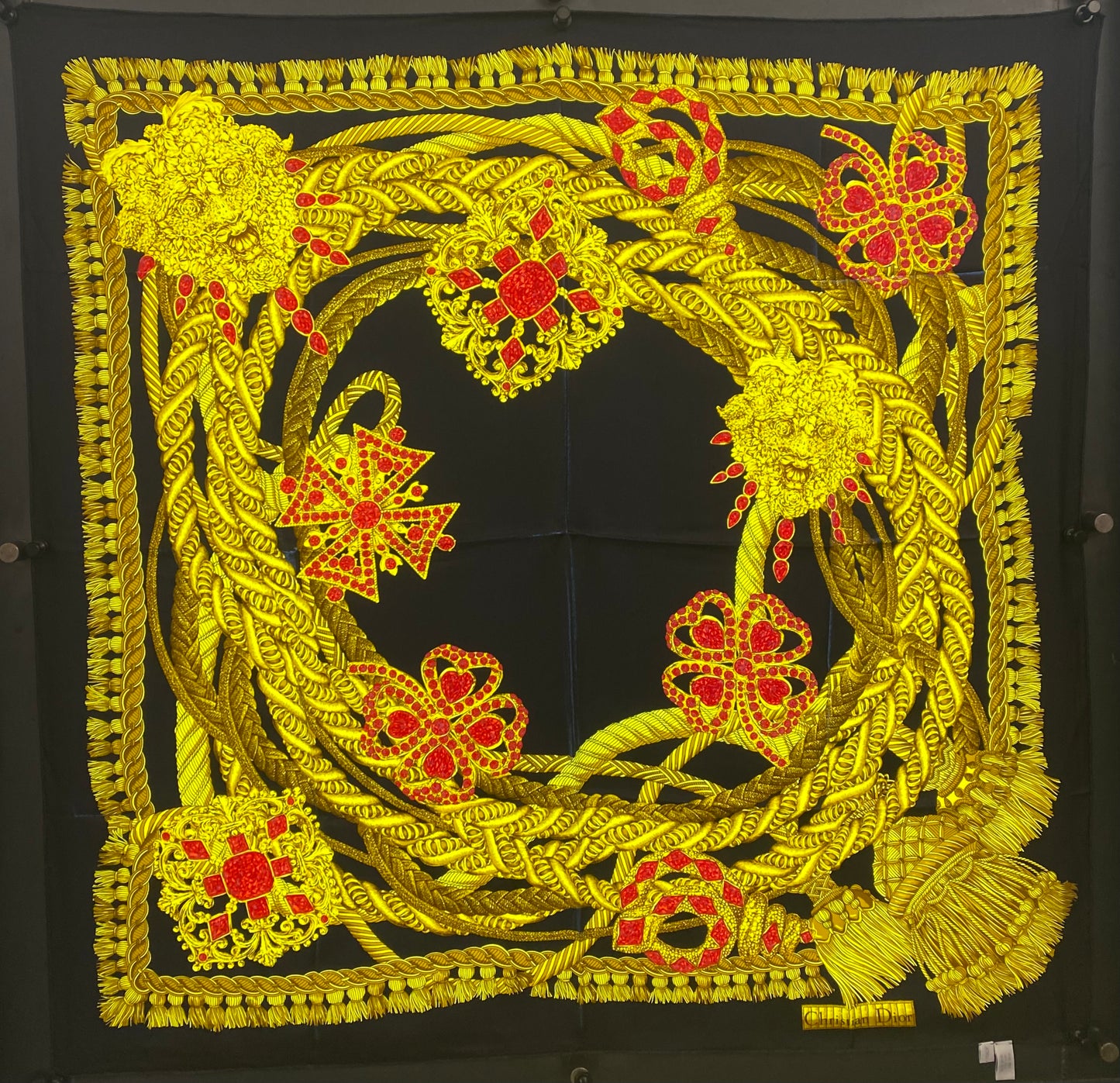 Christian Dior Gold & Black Ropes Scarf