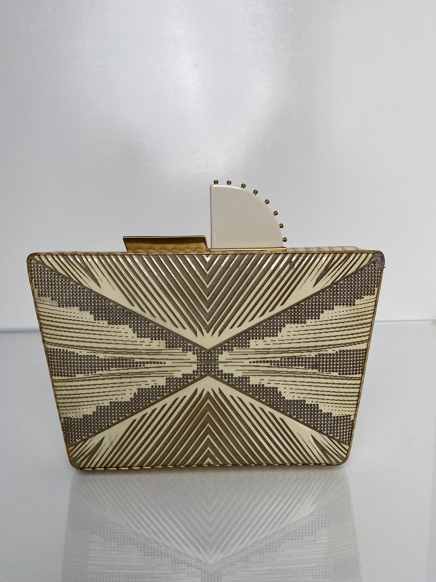 Tonya Hawkes Cream Exotic Clutch (As Is)