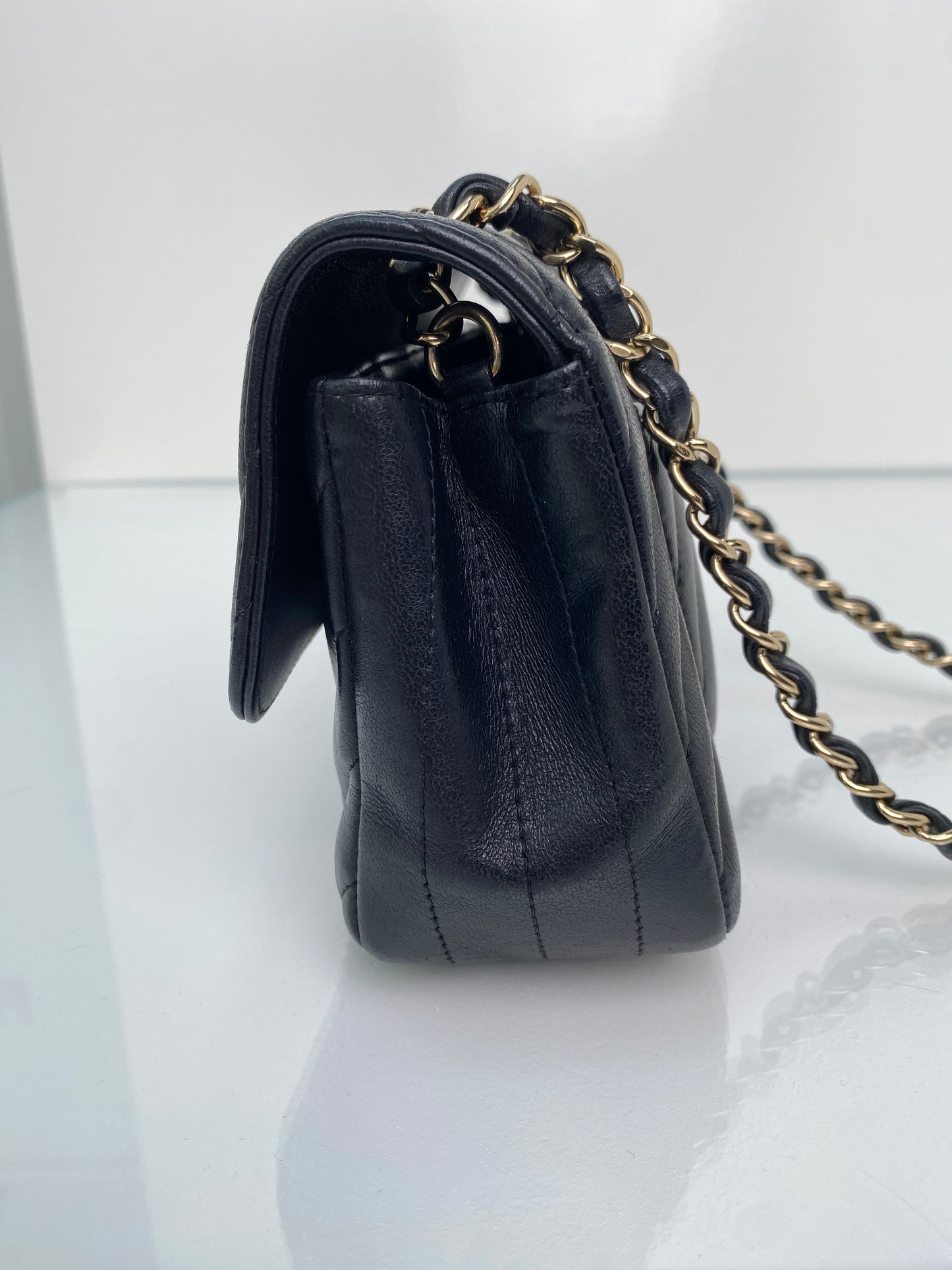 Chanel Classic Black Mini Rectangular Chevron Flap Bag GHW