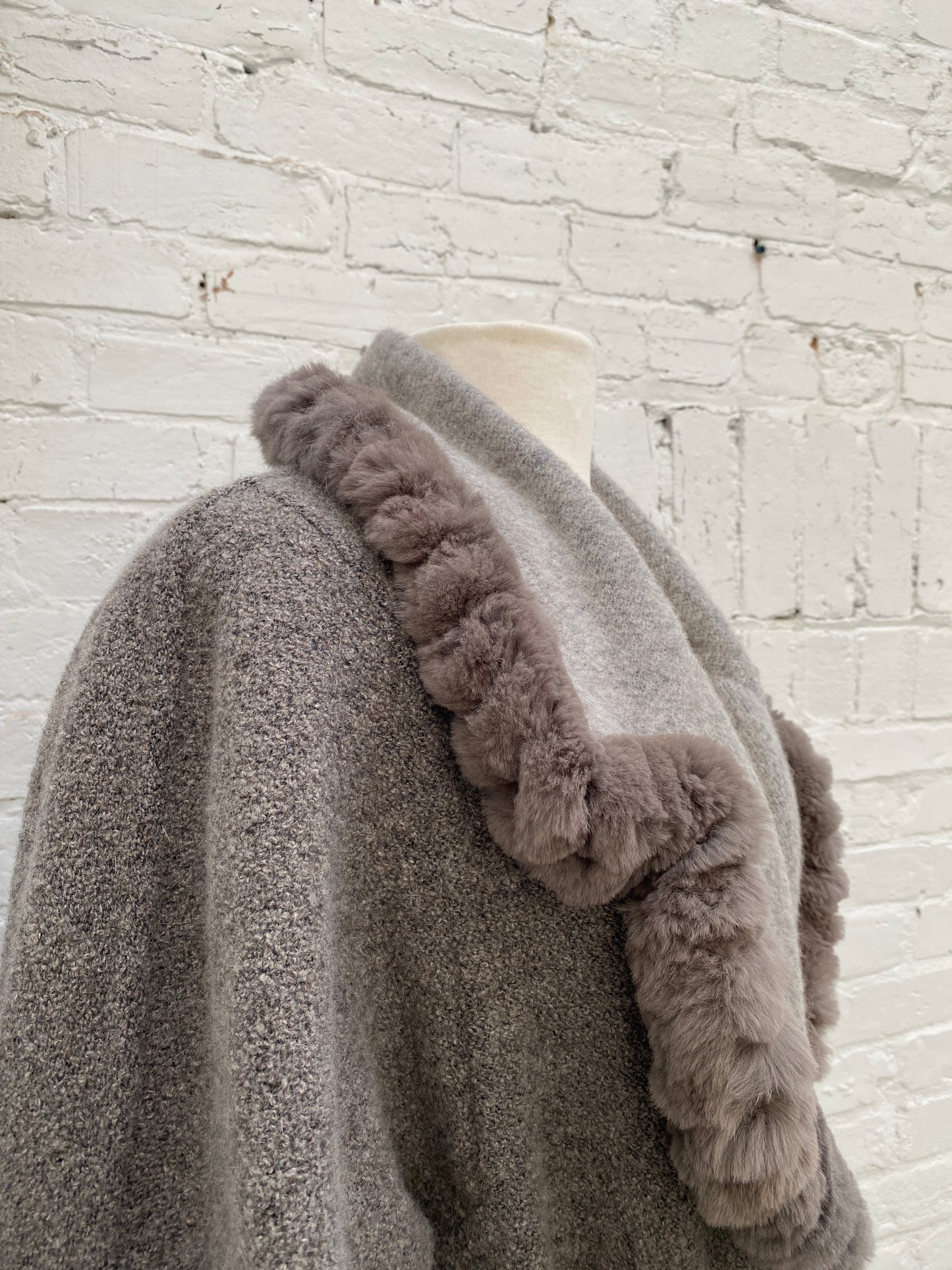 Fendi Vintage Grey Fur Trim Coat, 8, As is