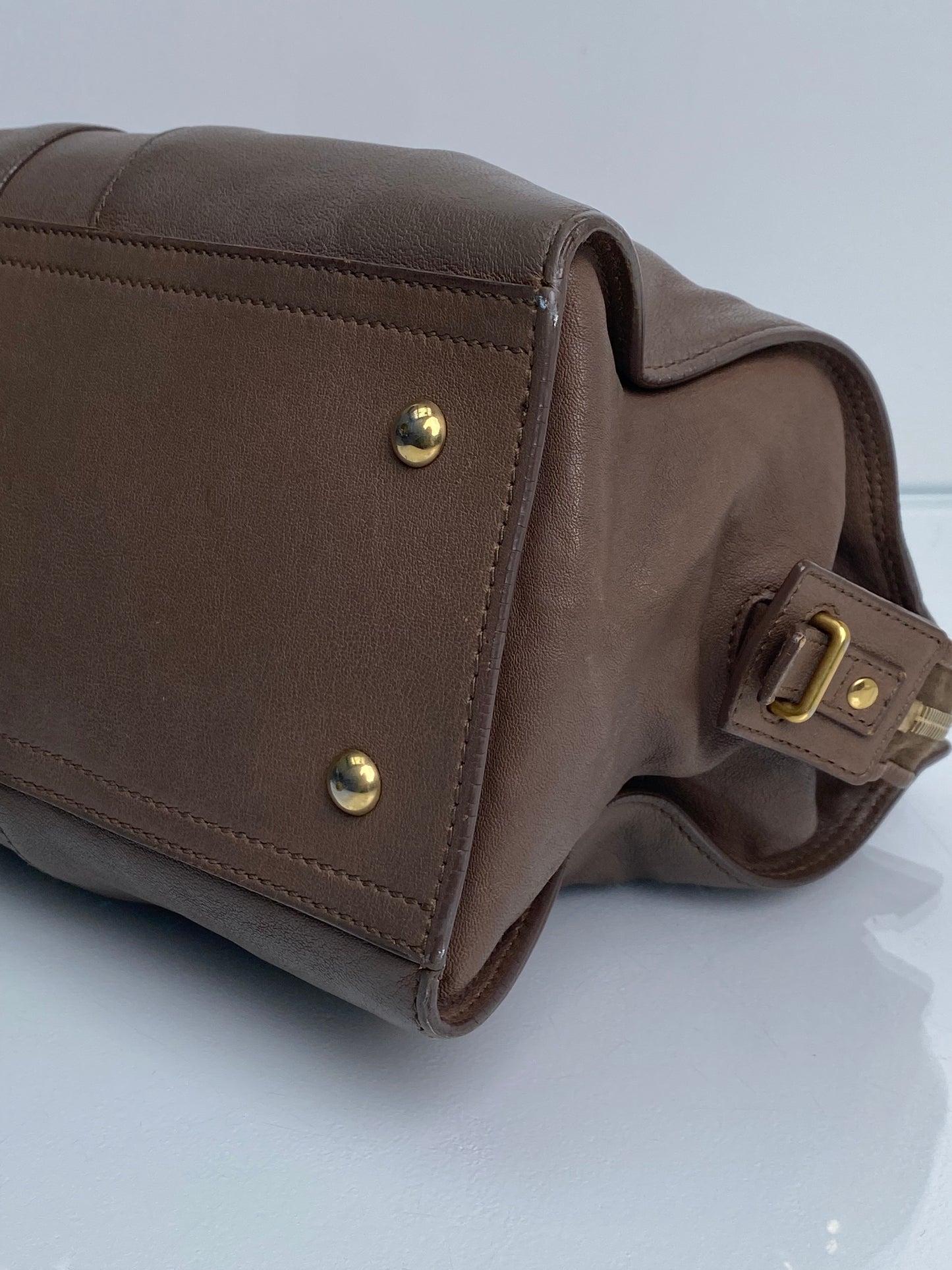 Saint Laurent Vintage Brown Y - Line Small Tote Bag GHW