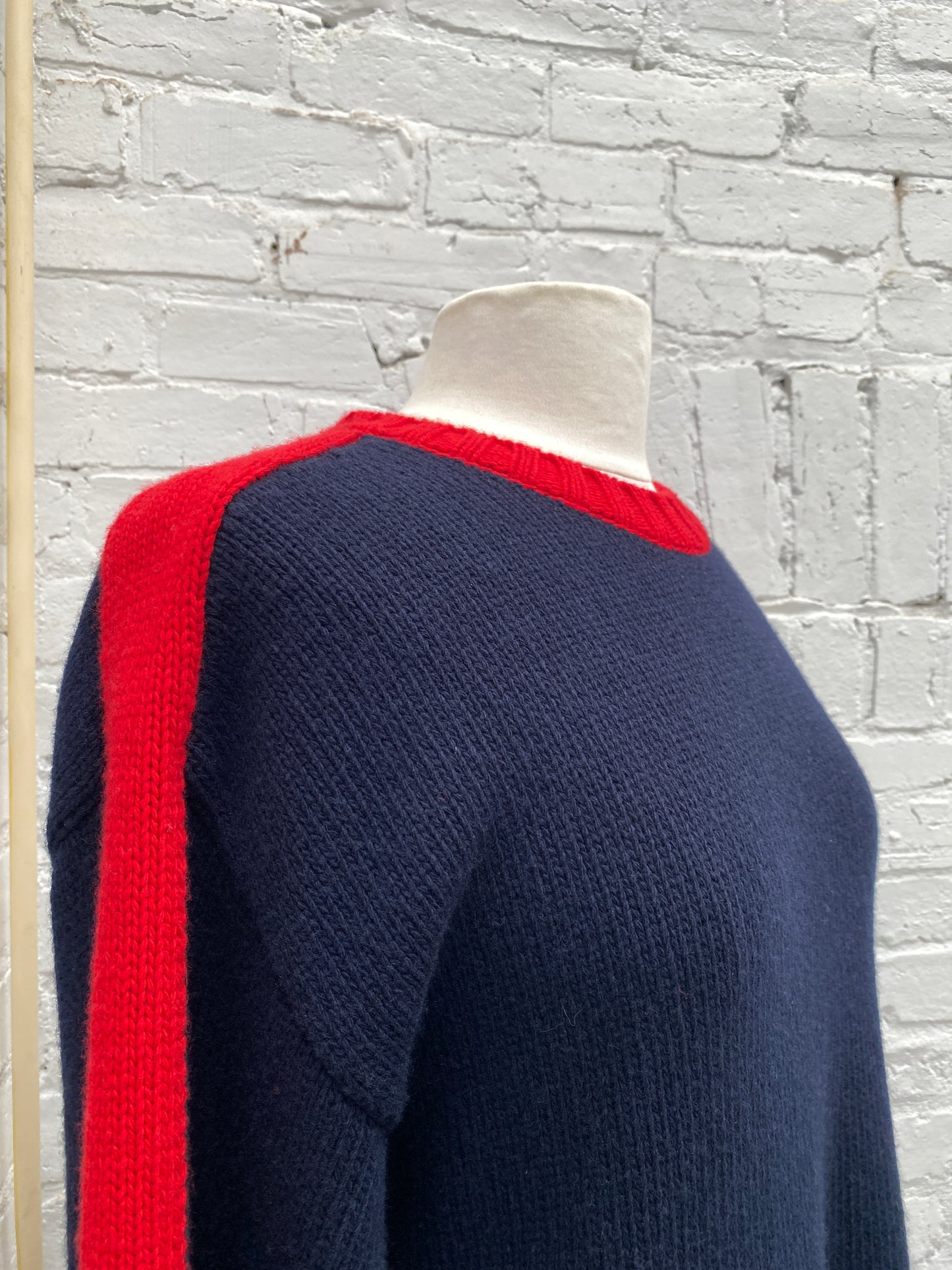 Dior Navy & Red Wool & Cashmere Oversized Sweater, 40