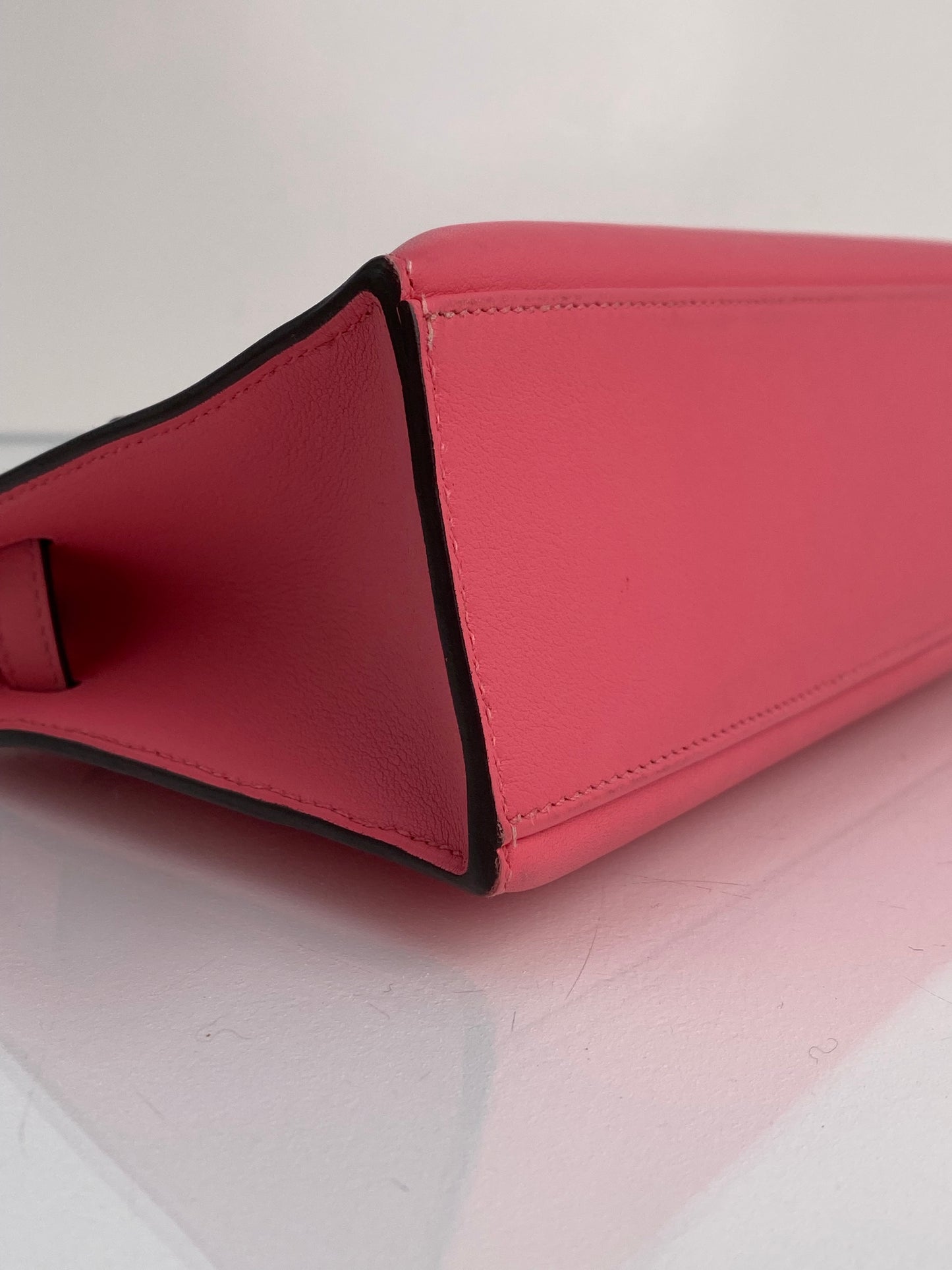 Hermes Kelly Pochette Rose Azalee Swift GHW #A