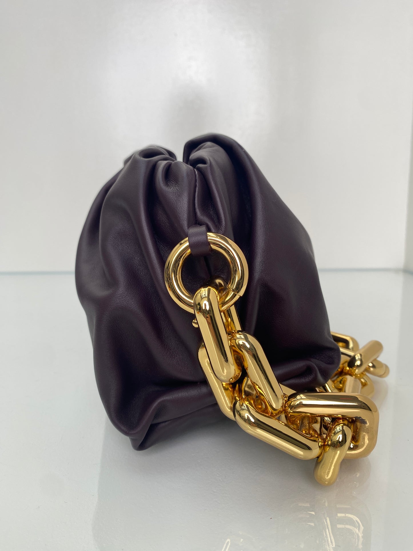 Bottega Veneta Eggplant Nappa Chain Bag GHW