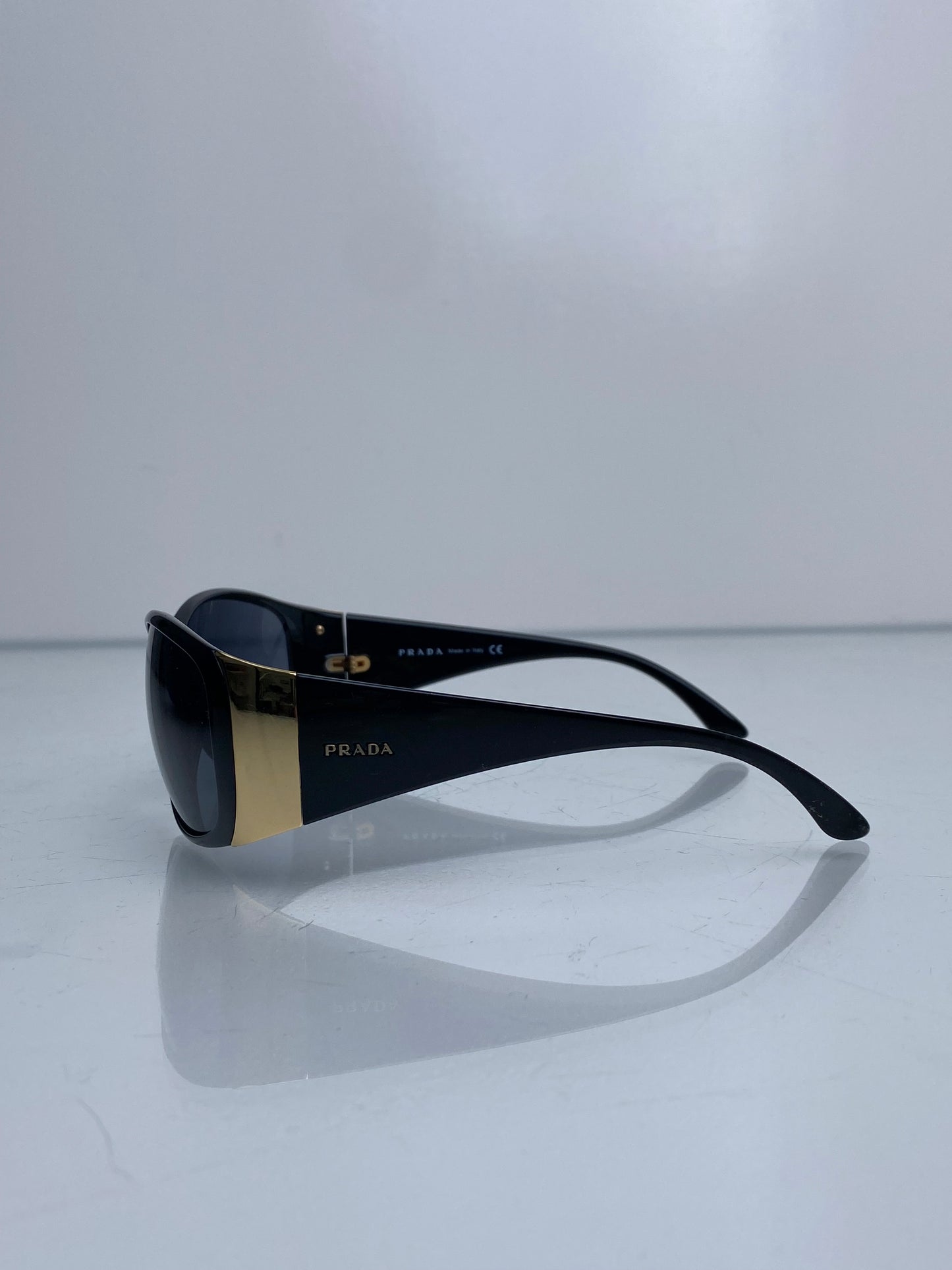 Prada Black & Gold Logo Sunglasses
