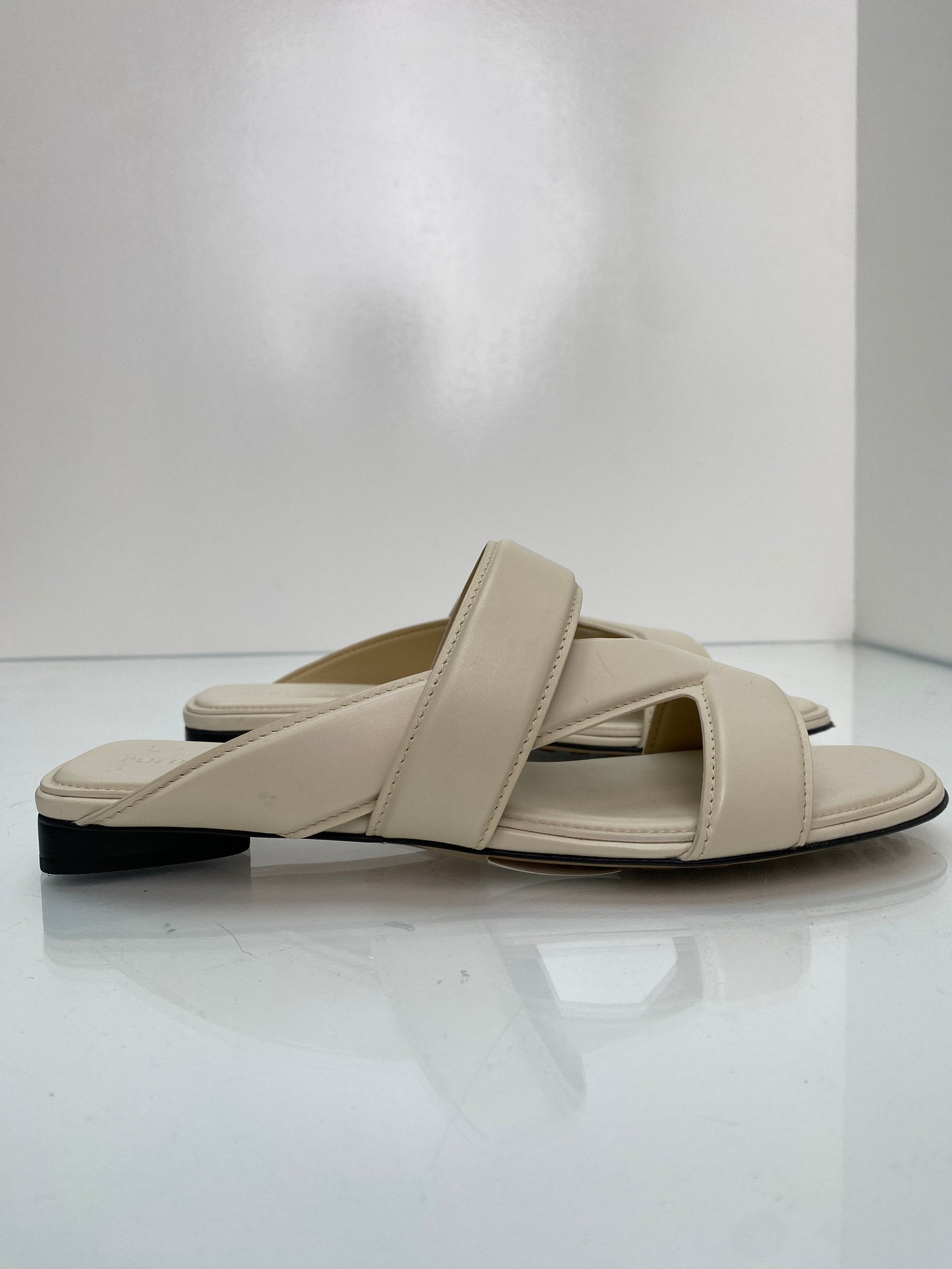 Bottega Veneta The Band Cream Sandals, 38.5