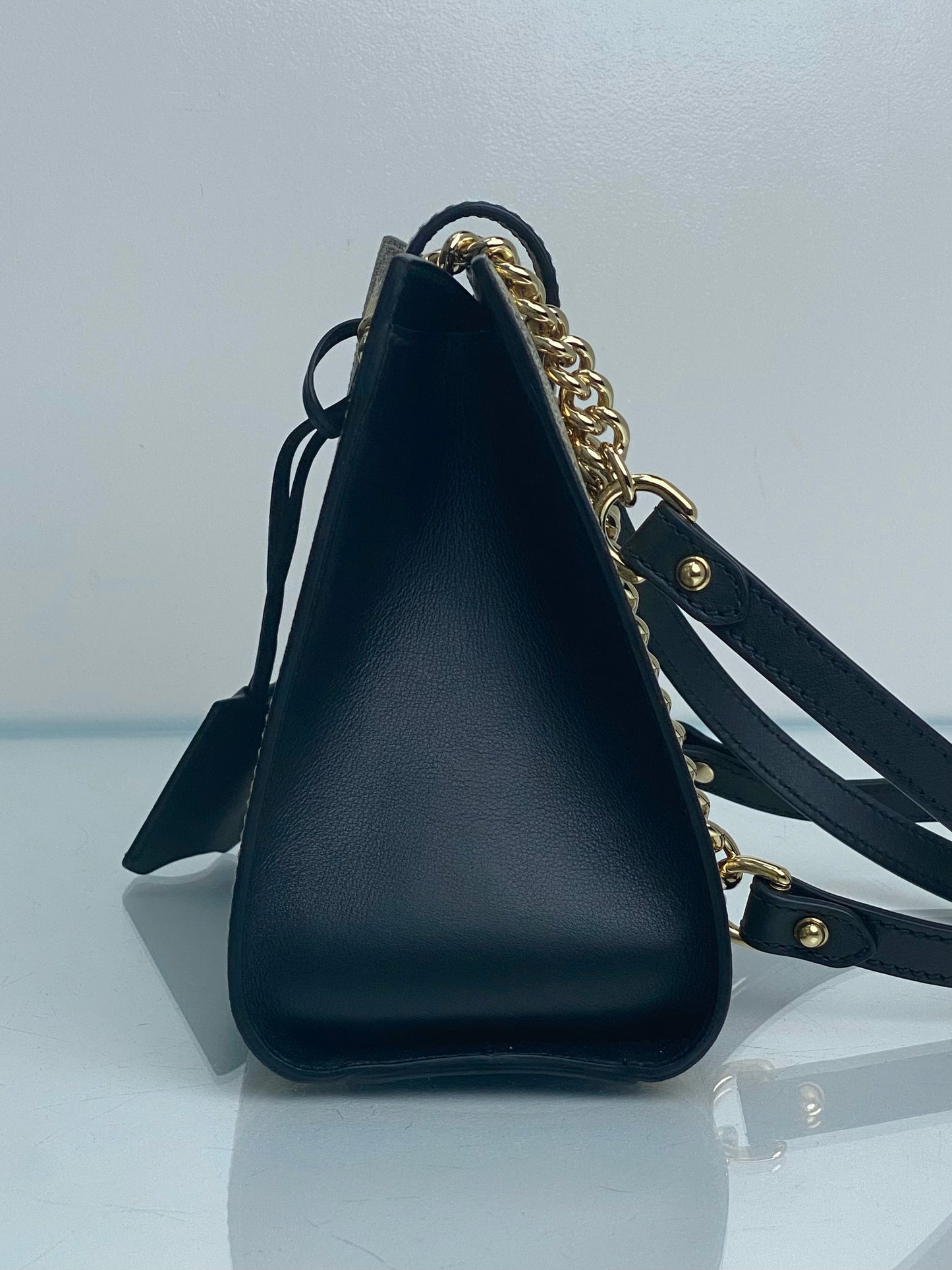 Gucci Monogram & Black Bee Padlock Small Tote Bag GHW