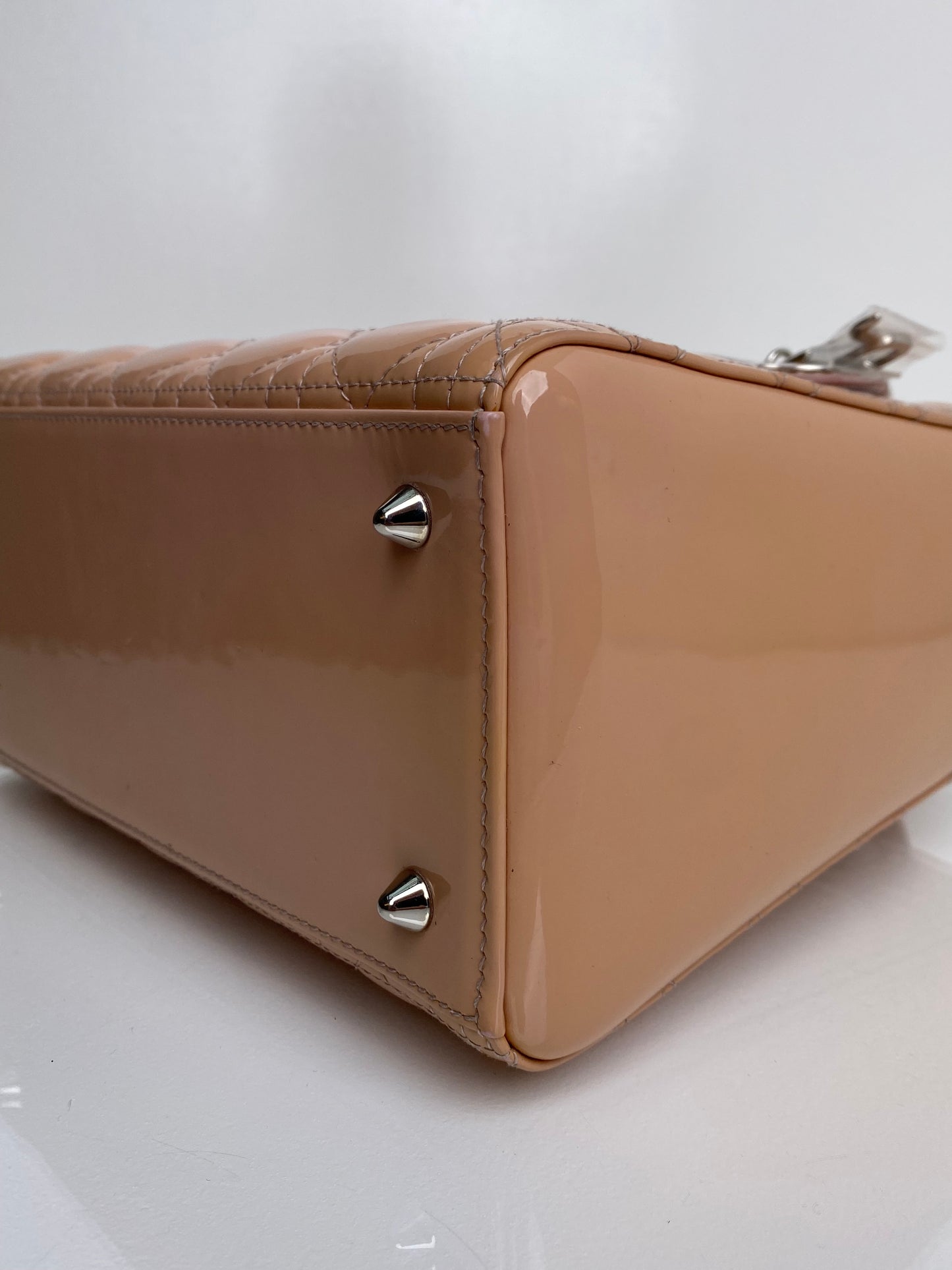 Dior Tan/Peach Patent Lady Dior Bag
