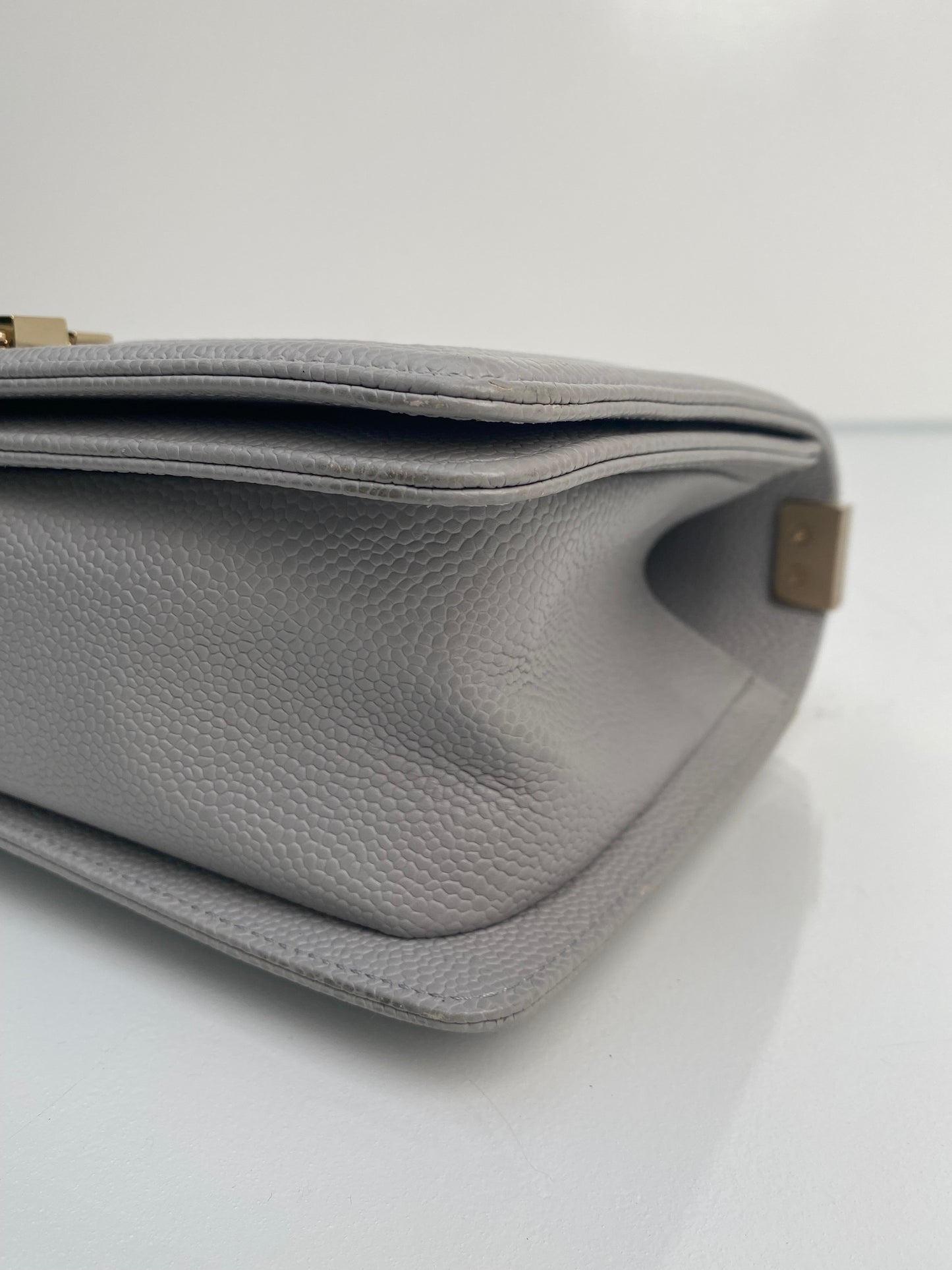 Chanel Boy Light Grey Caviar GHW