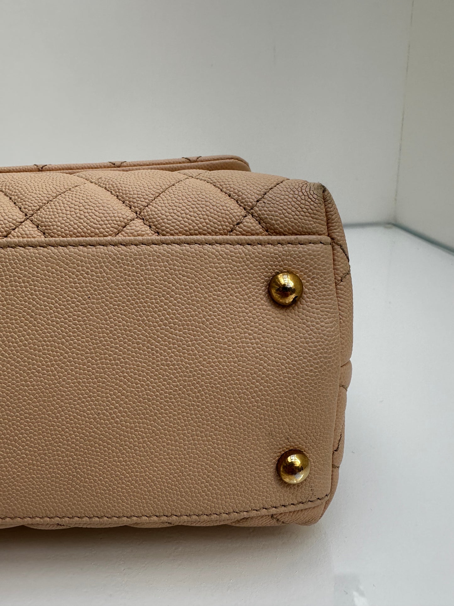 Chanel Medium Beige Coco Handle Caviar Leather GHW