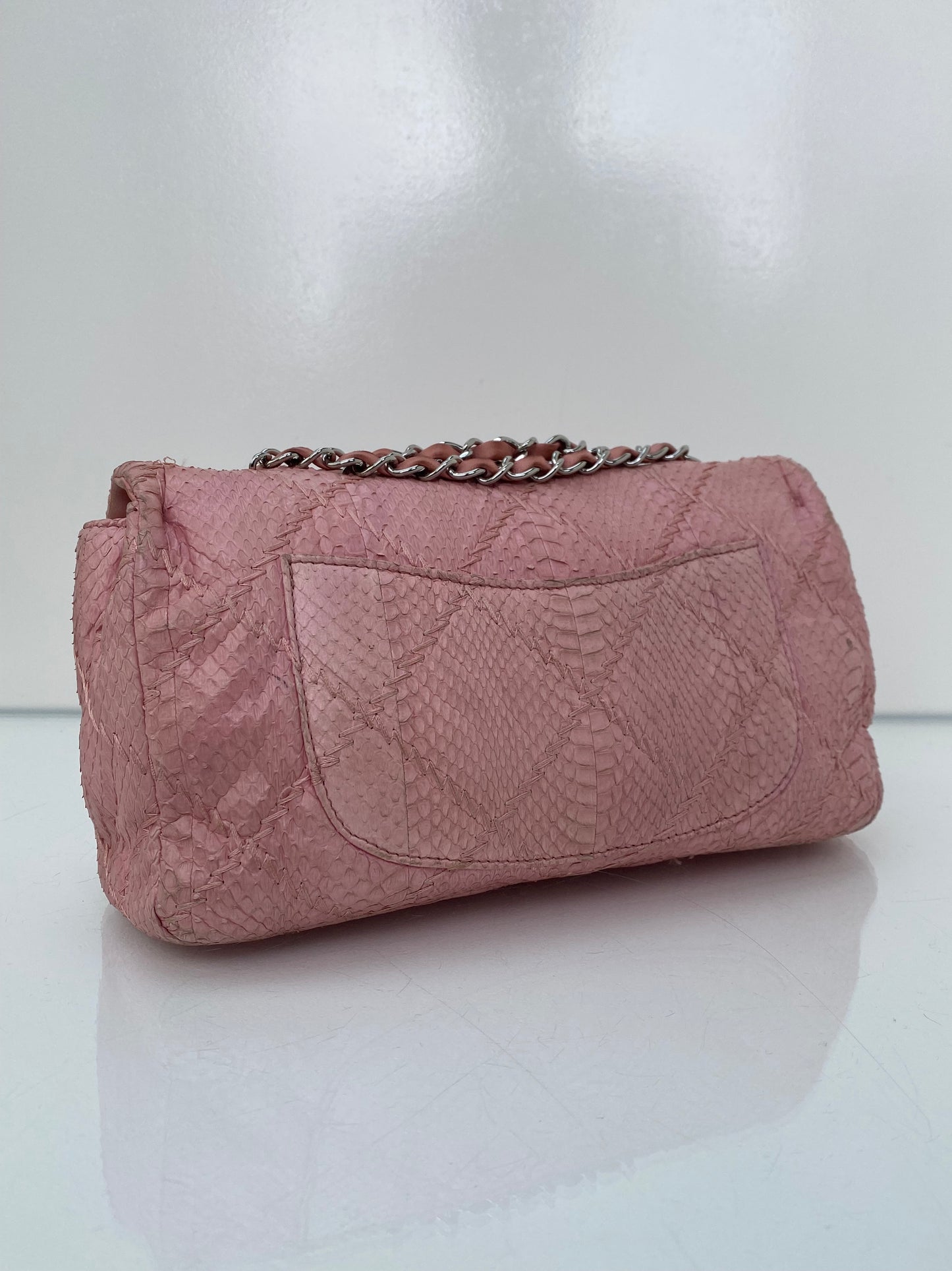 Chanel Pink Ultimate Stitch Python Flap Bag SHW