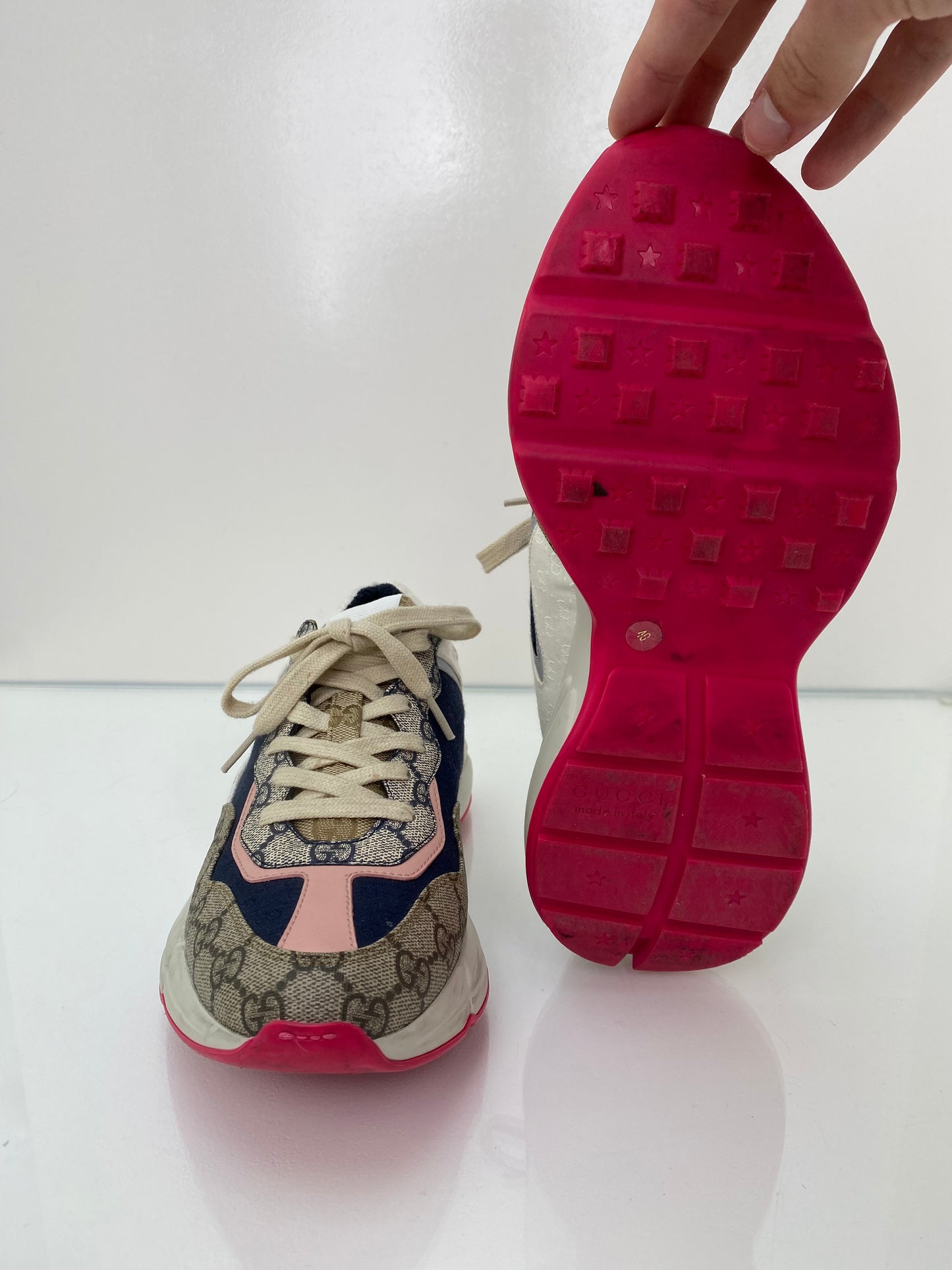 Gucci Rhyton Canvas Pink/Navy Sneaker, 40