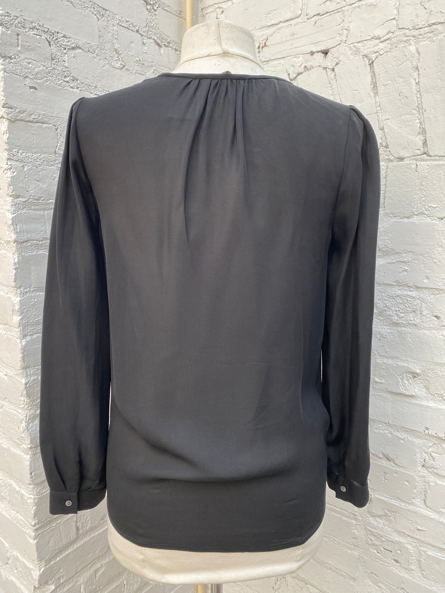 Joie Black Sheer Long Sleeve Blouse, XS