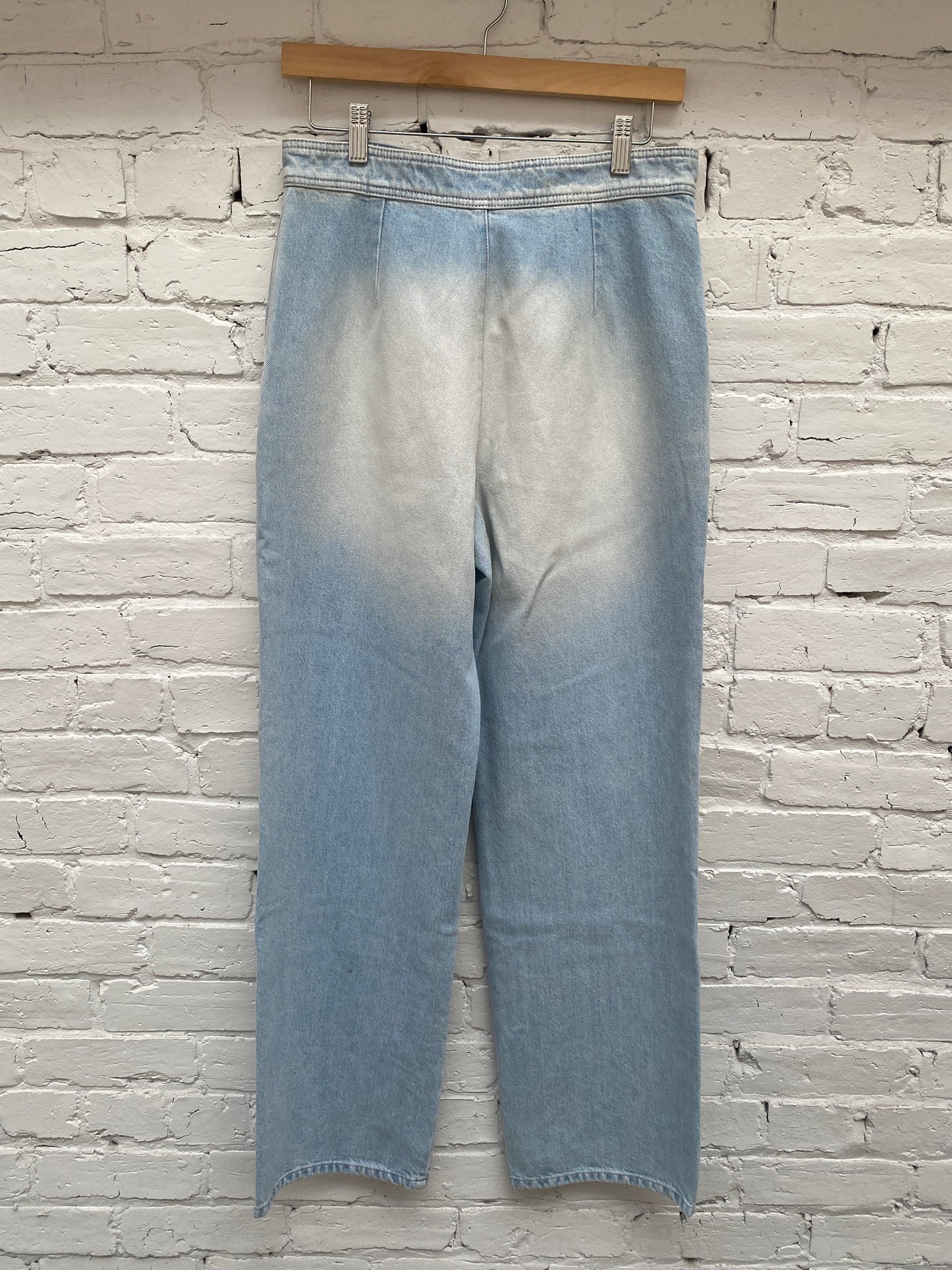 Chanel Light Wash CC Placket Button Jeans, 38