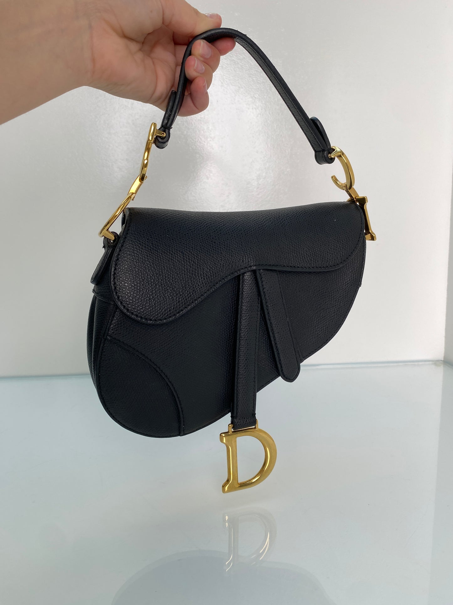 Dior Black Mini Saddle Bag GHW