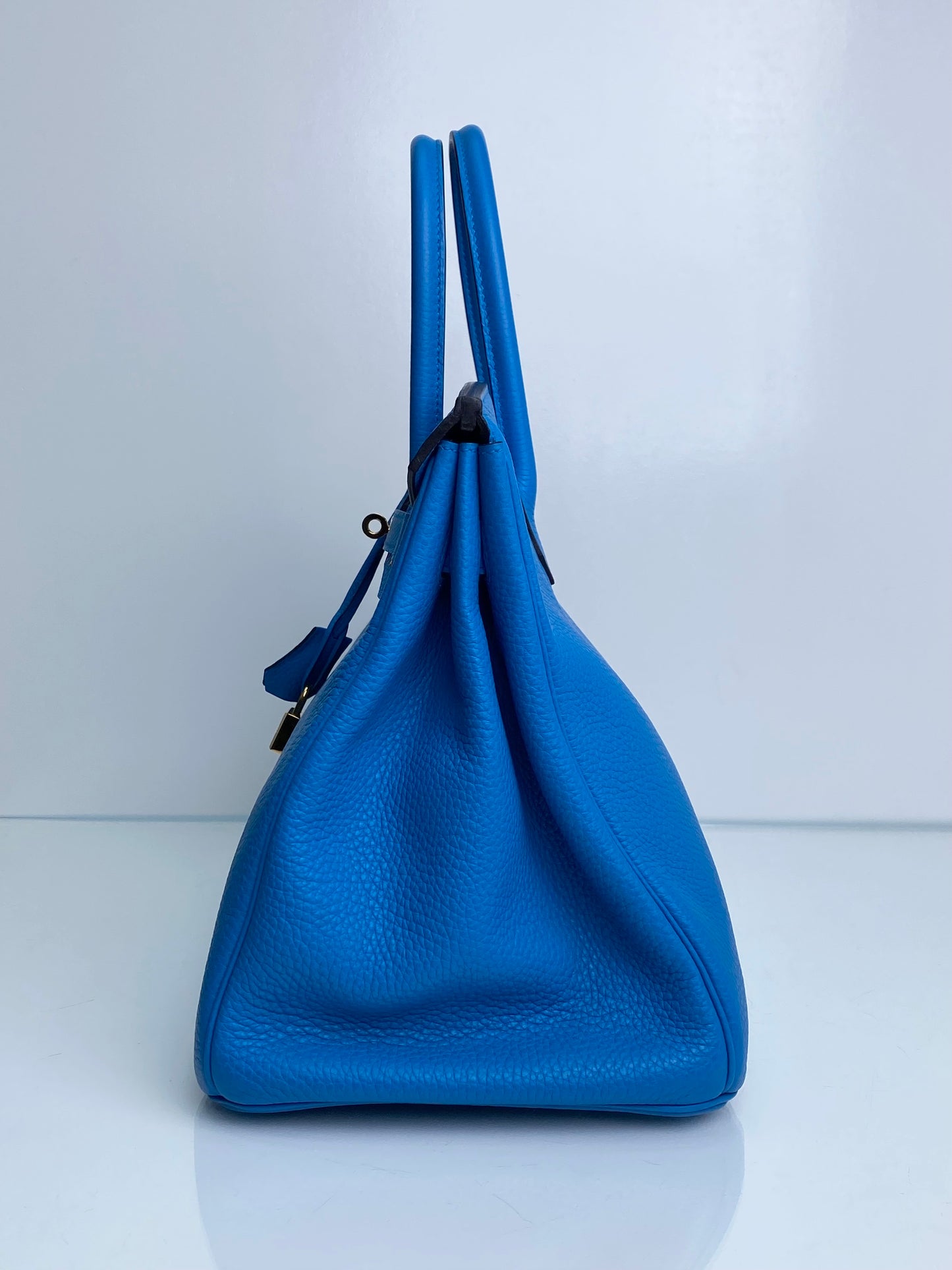 Hermes Birkin 35 Bleu Zanzibar Clemence GHW #A